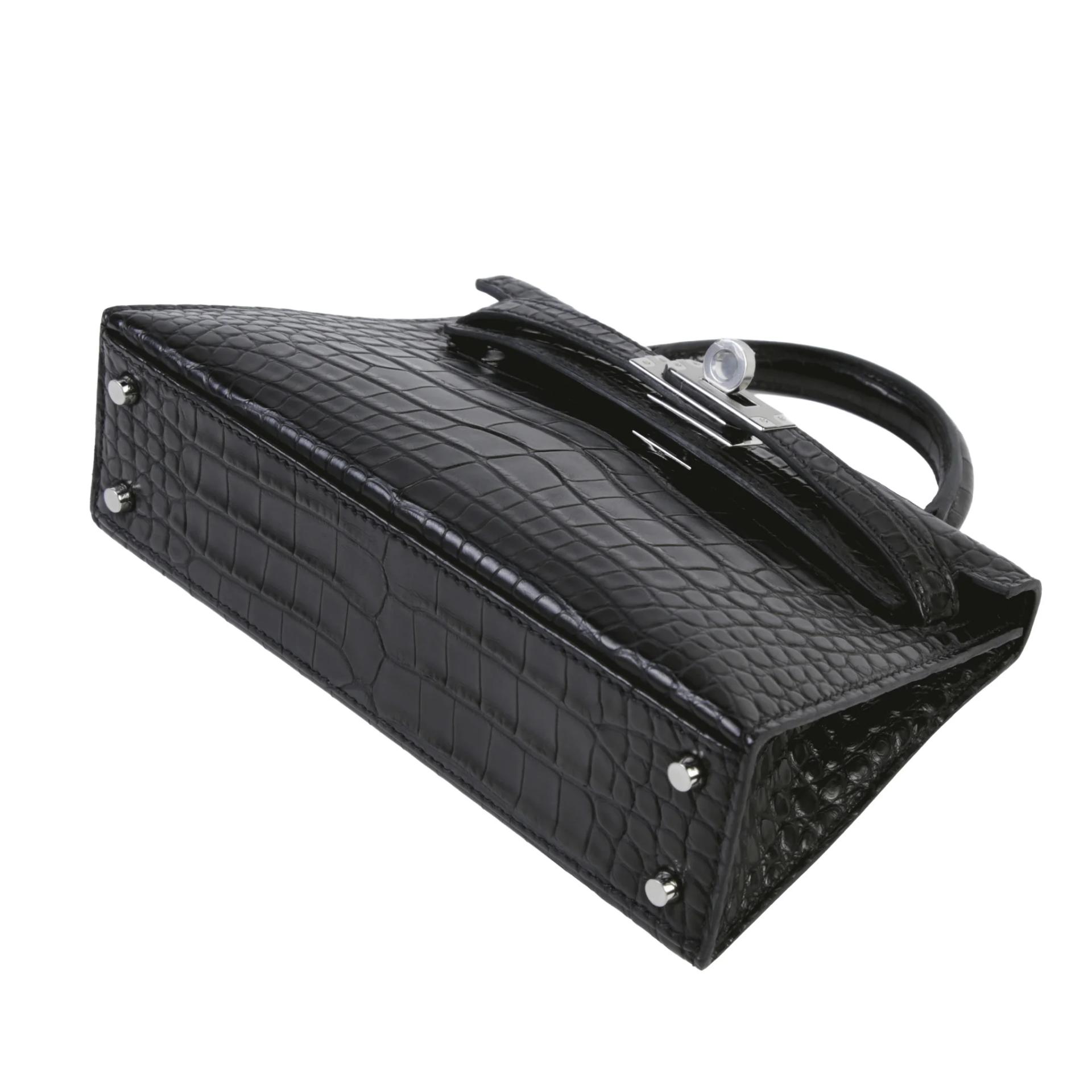 Brand New ( Rank N ) HERMÈS Mini Kelly II Noir (89) Matte Alligator Palladium hardware G (2026) - 5