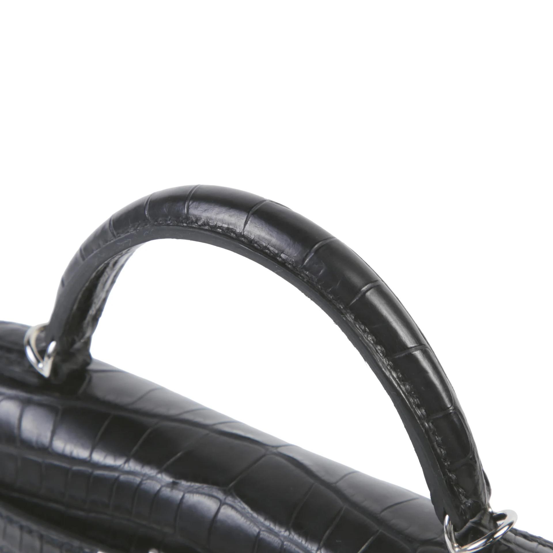 Brand New ( Rank N ) HERMÈS Mini Kelly II Noir (89) Matte Alligator Palladium hardware G (2026) - 3