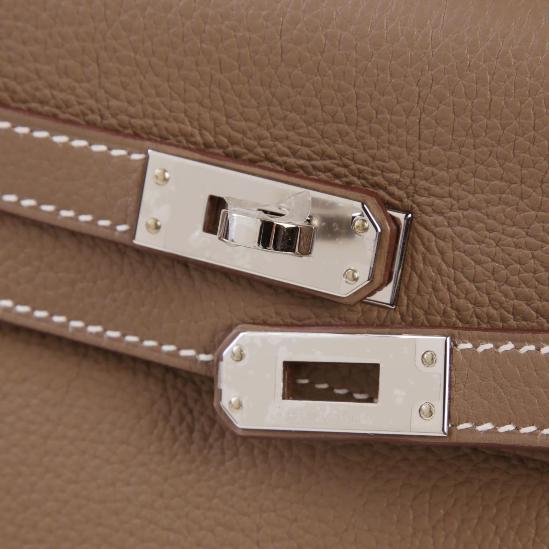 Brand New ( Rank N ) HERMÈS Kelly 25 Etoupe (18) Togo Palladium hardware G (2026) - 8