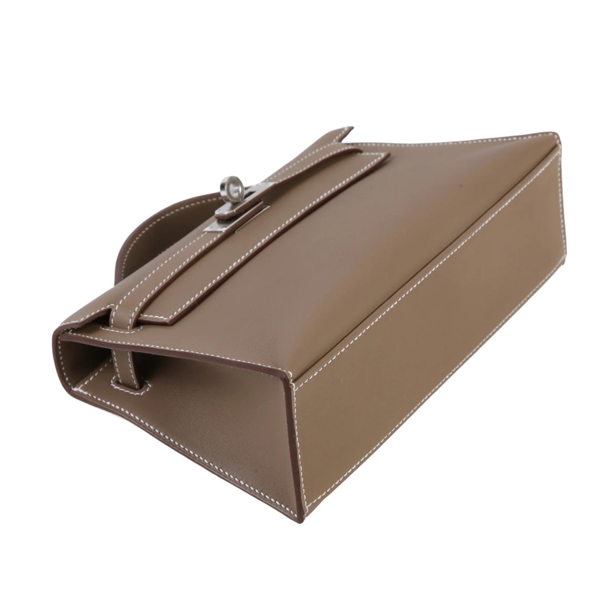 Brand New ( Rank N ) HERMÈS Kelly Pochette Etoupe (18) Swift Palladium hardware G (2026) - 4