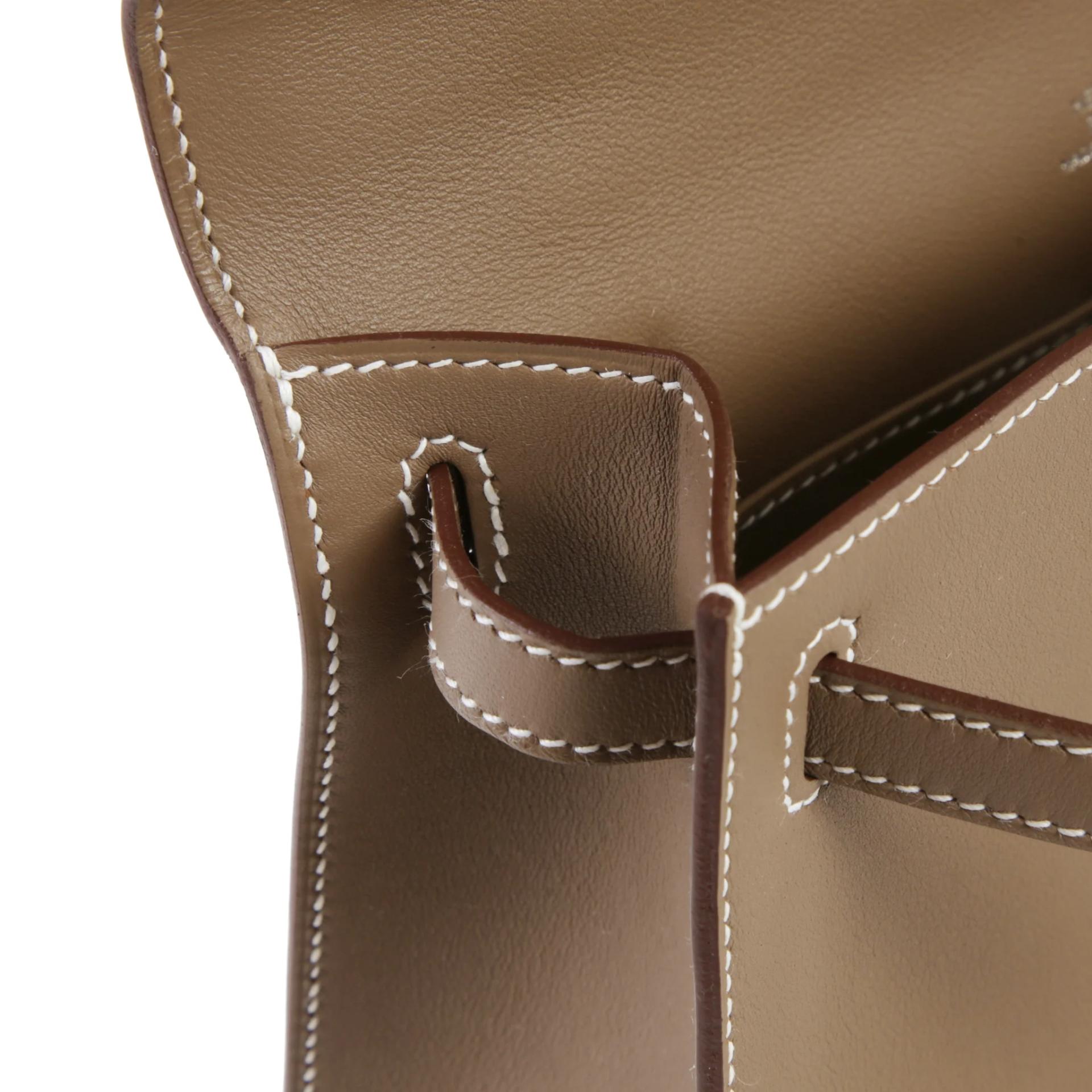 Brand New ( Rank N ) HERMÈS Kelly Pochette Etoupe (18) Swift Palladium hardware G (2026) - 13