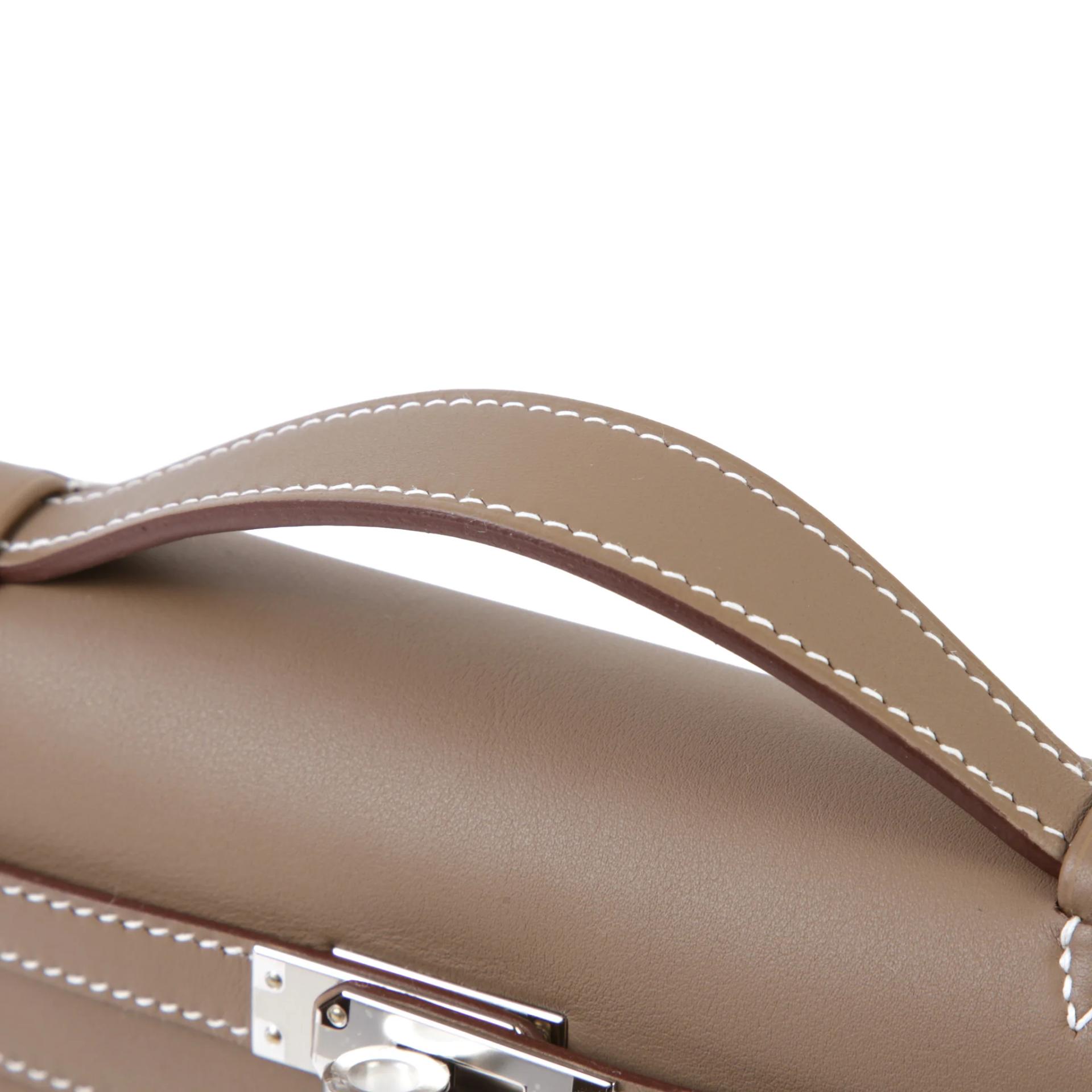 Brand New ( Rank N ) HERMÈS Kelly Pochette Etoupe (18) Swift Palladium hardware G (2026) - 3