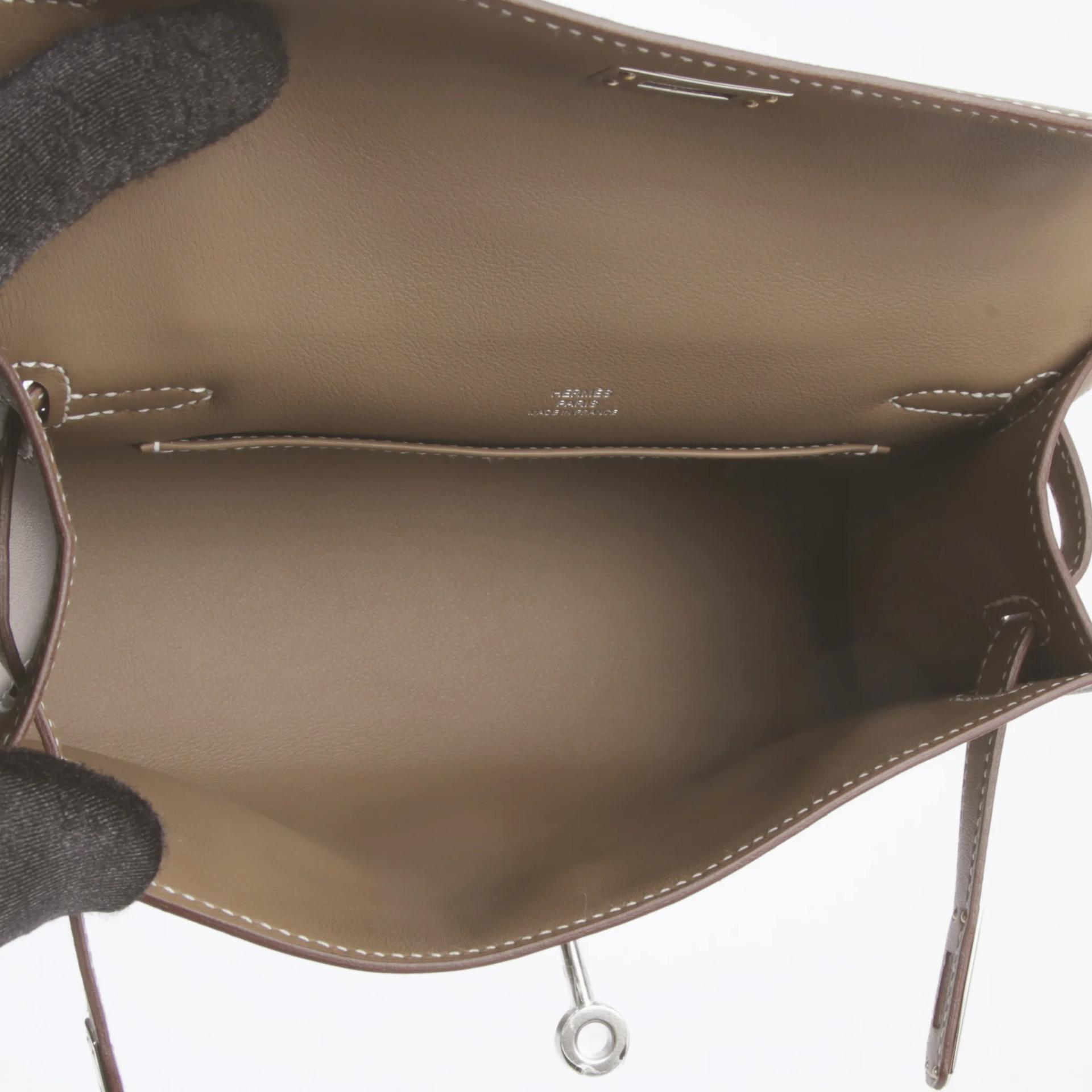 Brand New ( Rank N ) HERMÈS Kelly Pochette Etoupe (18) Swift Palladium hardware G (2026) - 11