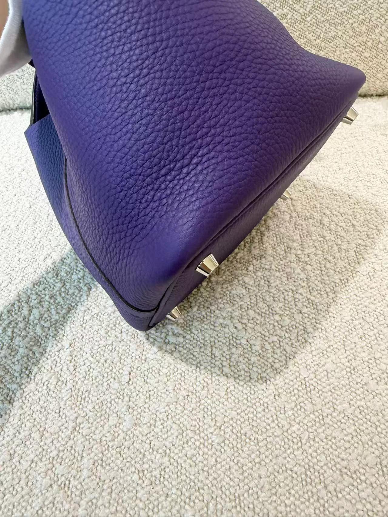 Brand New ( Rank N ) HERMÈS Picotin Lock PM Purple (X3) Clemence Palladium hardware G (2026) - 14