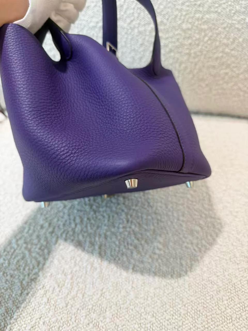 Brand New ( Rank N ) HERMÈS Picotin Lock PM Purple (X3) Clemence Palladium hardware G (2026) - 11