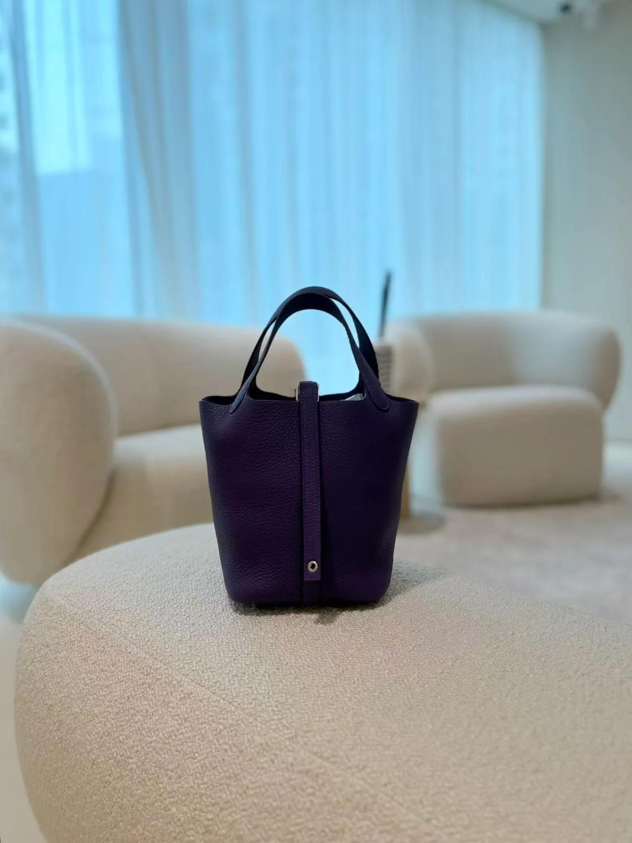 Brand New ( Rank N ) HERMÈS Picotin Lock PM Purple (X3) Clemence Palladium hardware G (2026) - 4