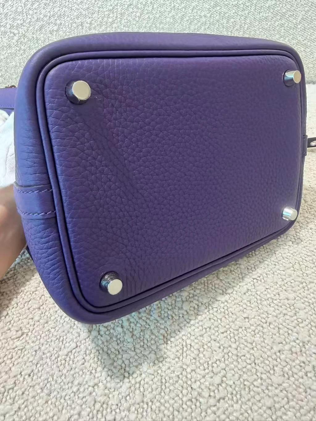 Brand New ( Rank N ) HERMÈS Picotin Lock PM Purple (X3) Clemence Palladium hardware G (2026) - 15