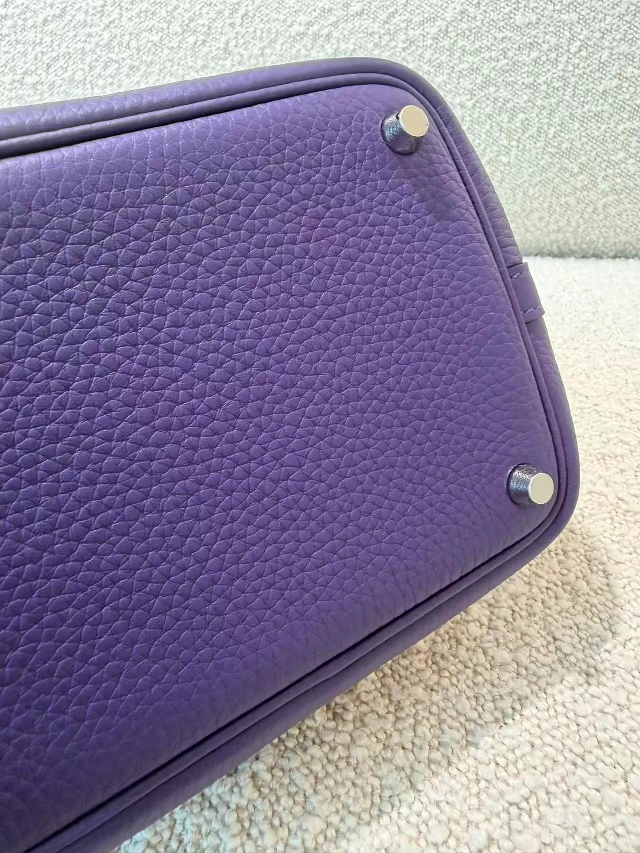 Brand New ( Rank N ) HERMÈS Picotin Lock PM Purple (X3) Clemence Palladium hardware G (2026) - 16