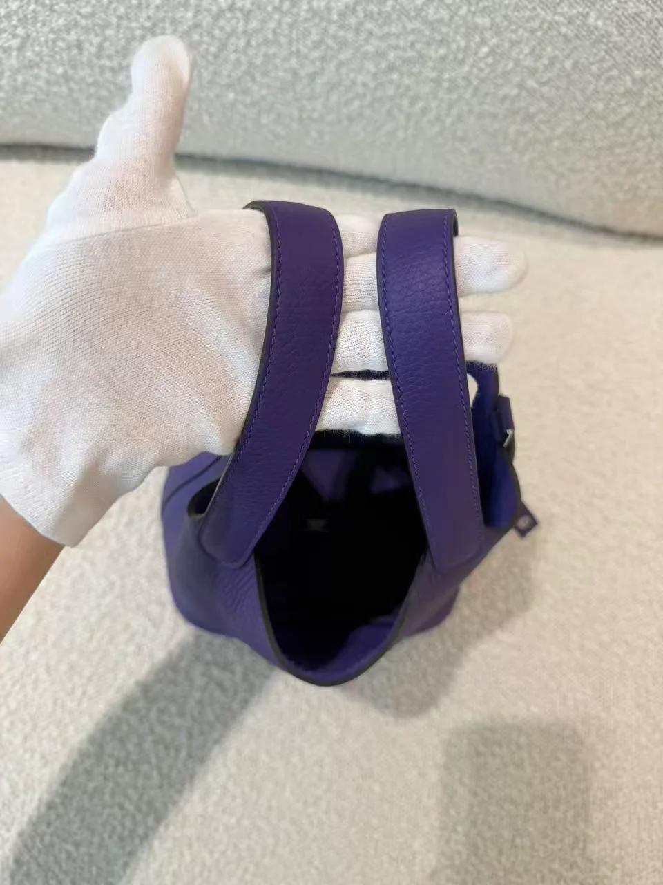 Brand New ( Rank N ) HERMÈS Picotin Lock PM Purple (X3) Clemence Palladium hardware G (2026) - 10