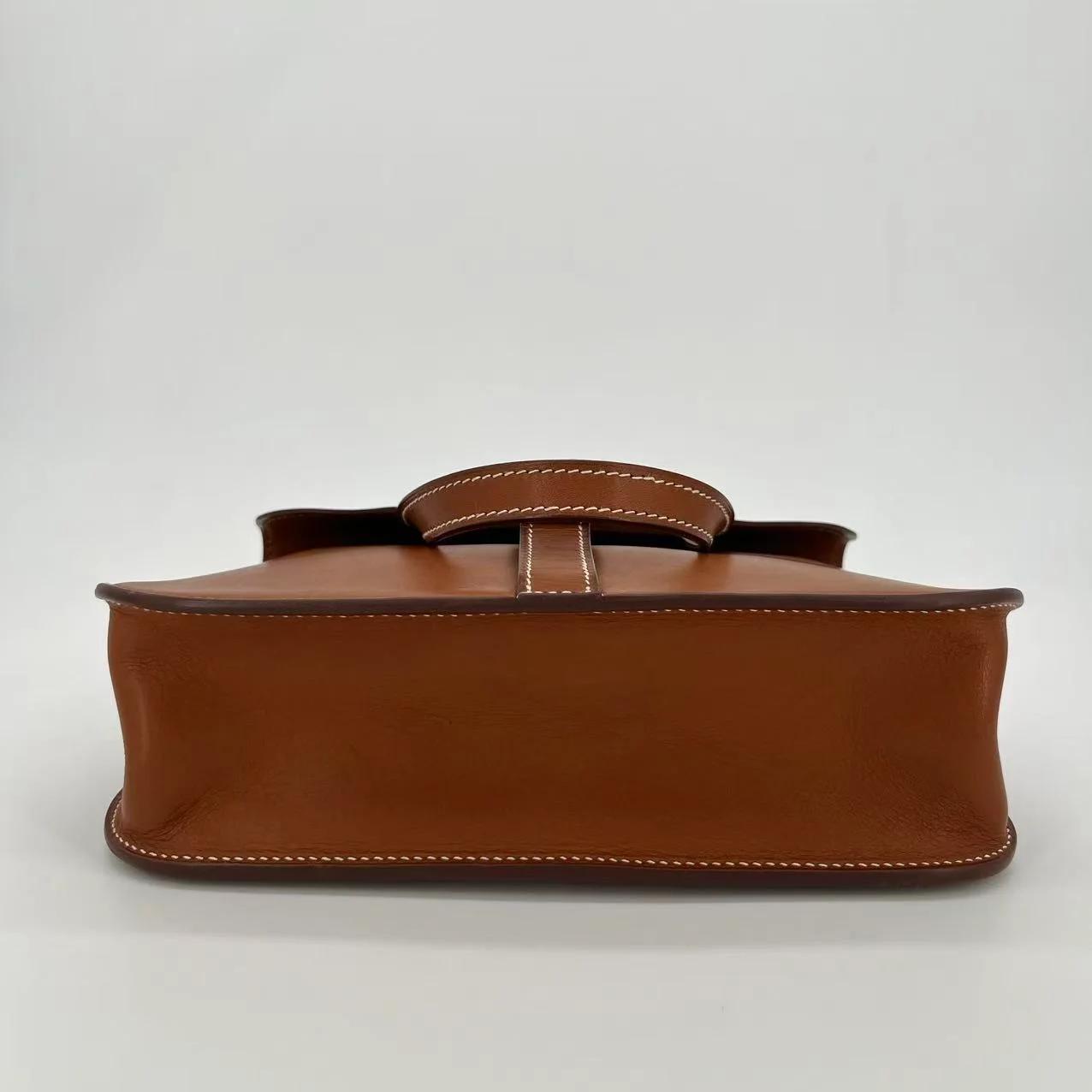 Very Good ( Rank A) HERMÈS Halzan Mini Fauve (34) Barenia Faubourg Palladium hardware A (2017) - 16