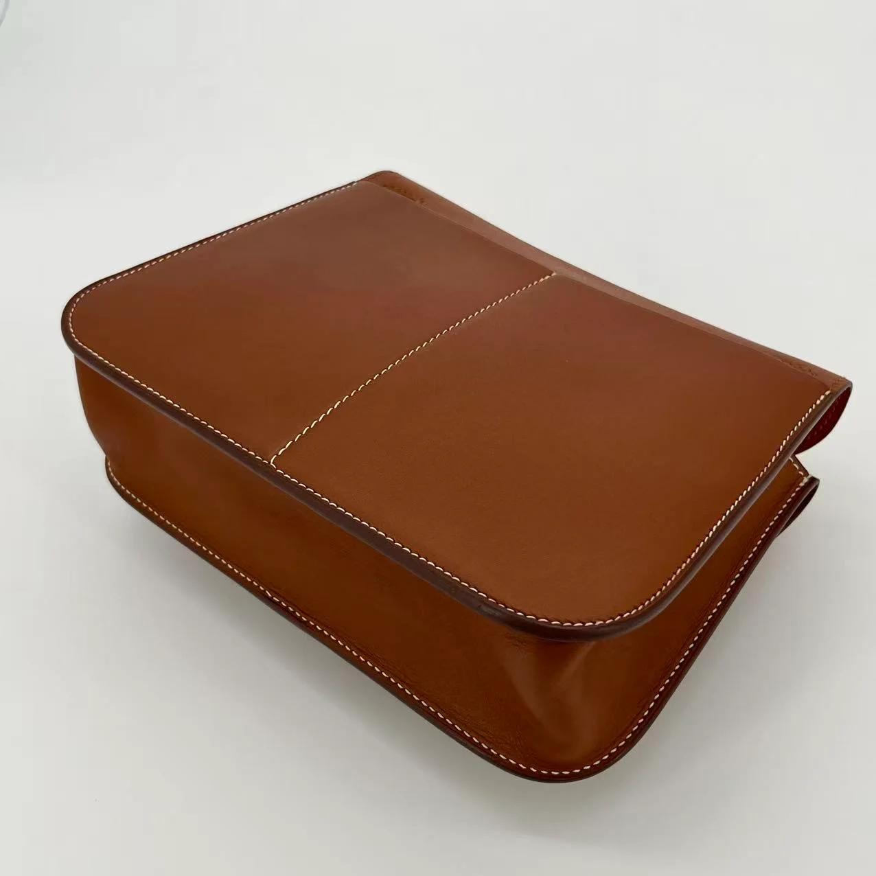 Very Good ( Rank A) HERMÈS Halzan Mini Fauve (34) Barenia Faubourg Palladium hardware A (2017) - 15