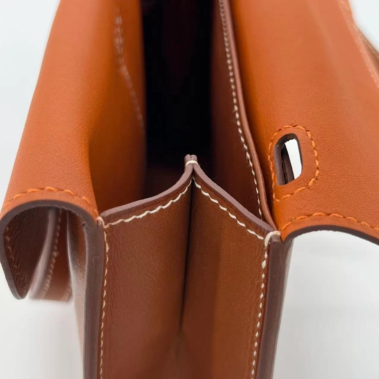 Very Good ( Rank A) HERMÈS Halzan Mini Fauve (34) Barenia Faubourg Palladium hardware A (2017) - 29