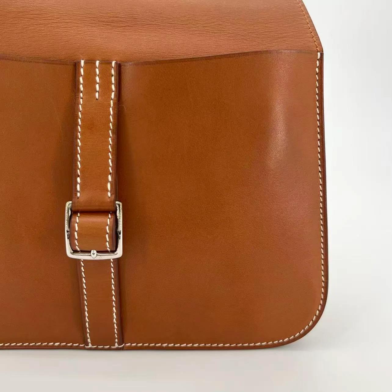 Very Good ( Rank A) HERMÈS Halzan Mini Fauve (34) Barenia Faubourg Palladium hardware A (2017) - 21