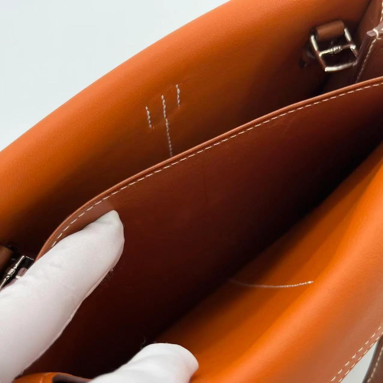 Very Good ( Rank A) HERMÈS Halzan Mini Fauve (34) Barenia Faubourg Palladium hardware A (2017) - 34