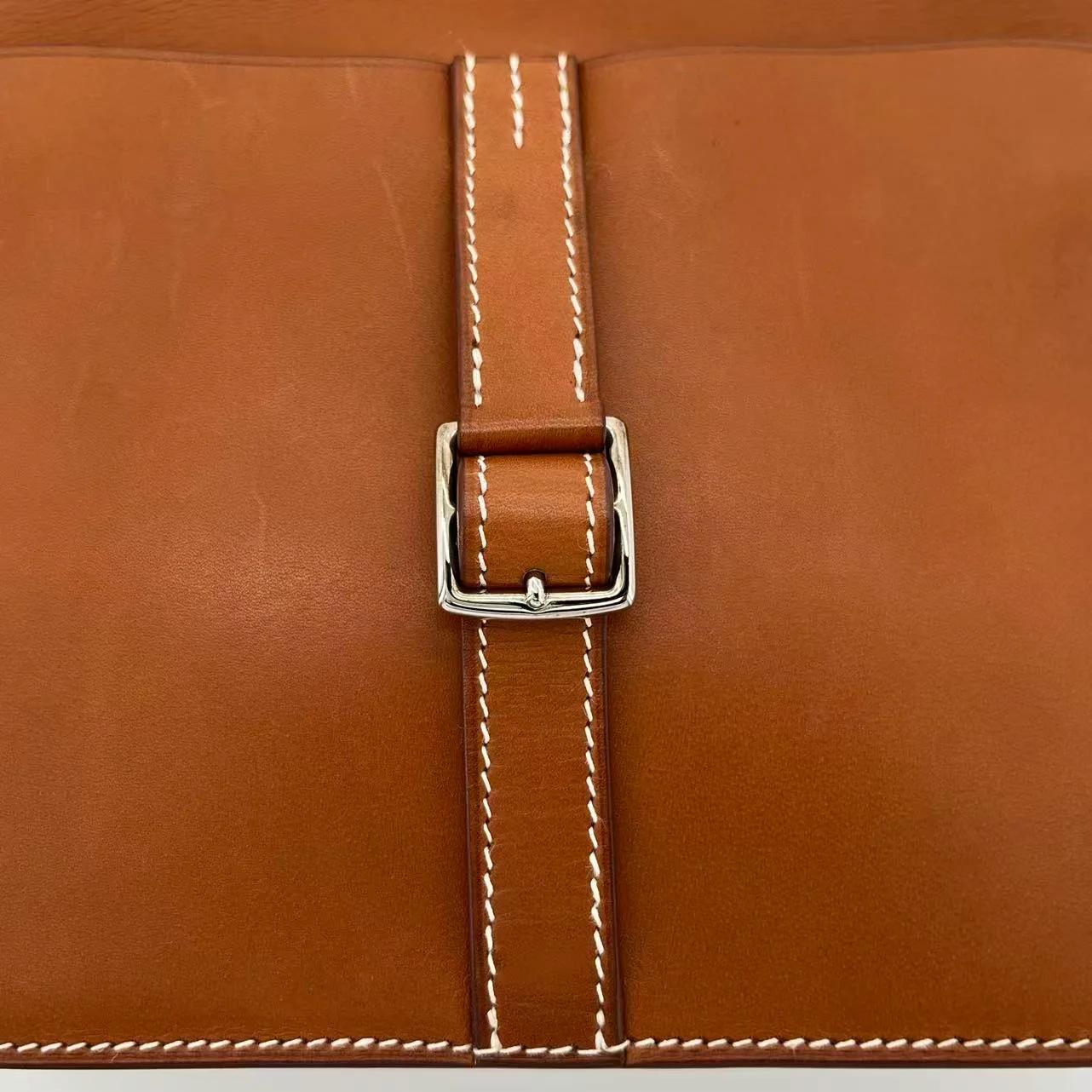 Very Good ( Rank A) HERMÈS Halzan Mini Fauve (34) Barenia Faubourg Palladium hardware A (2017) - 23