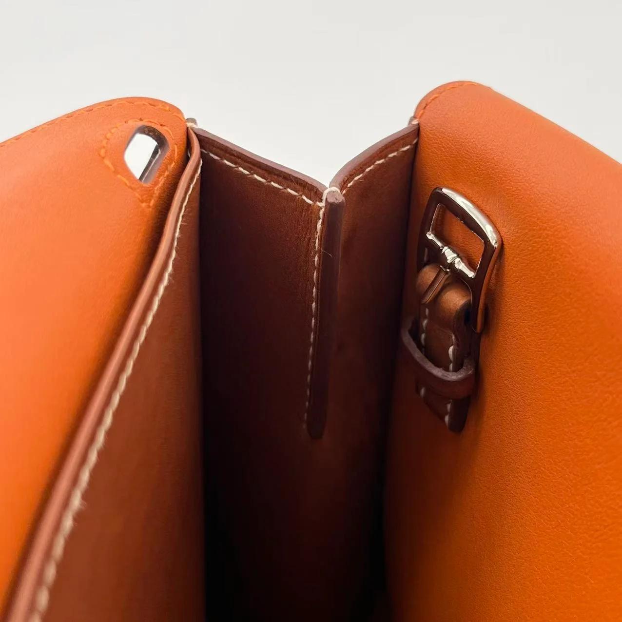 Very Good ( Rank A) HERMÈS Halzan Mini Fauve (34) Barenia Faubourg Palladium hardware A (2017) - 26