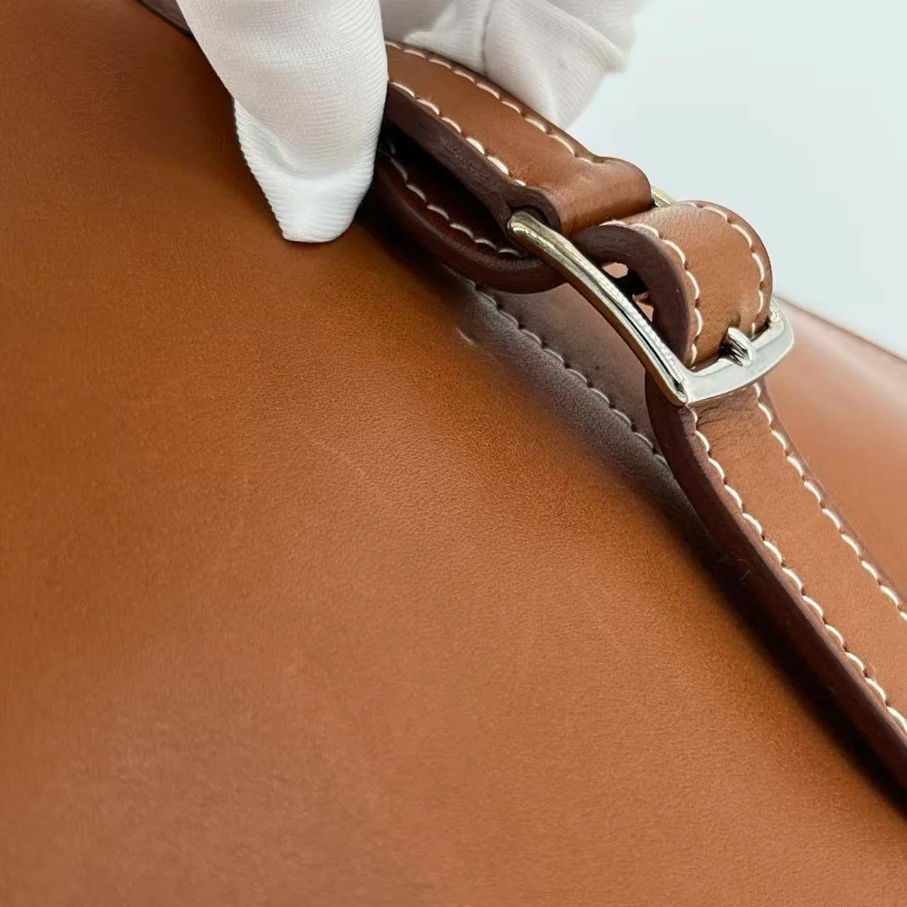 Very Good ( Rank A) HERMÈS Halzan Mini Fauve (34) Barenia Faubourg Palladium hardware A (2017) - 22