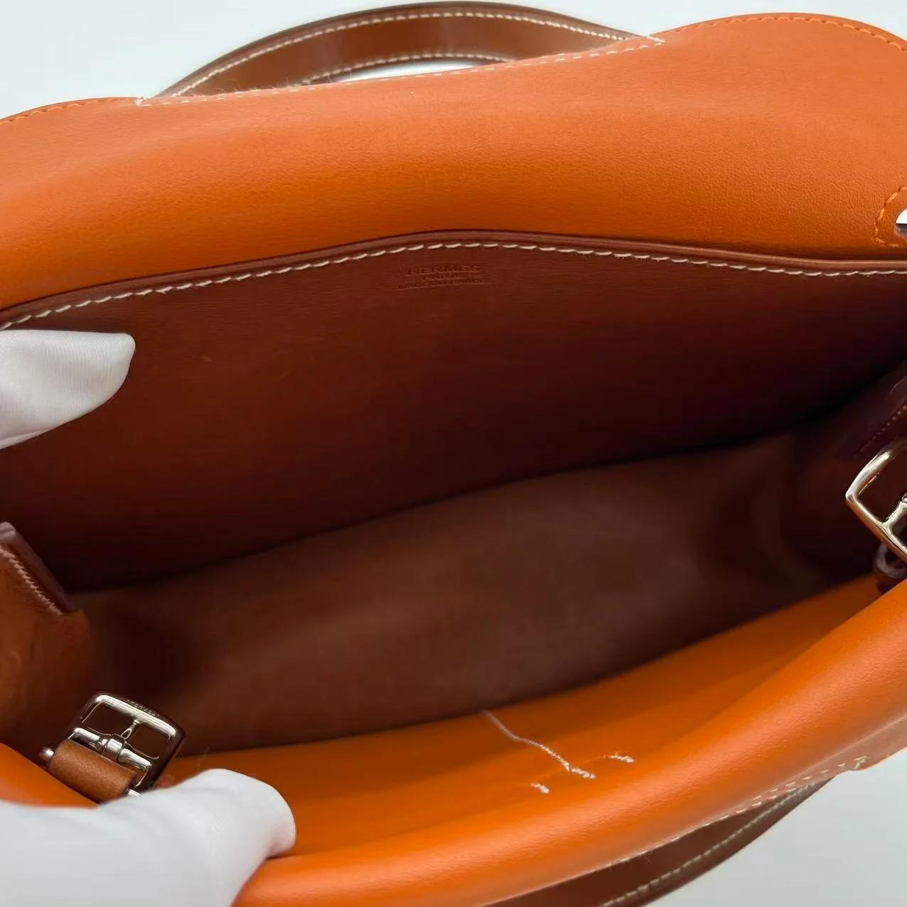 Very Good ( Rank A) HERMÈS Halzan Mini Fauve (34) Barenia Faubourg Palladium hardware A (2017) - 31