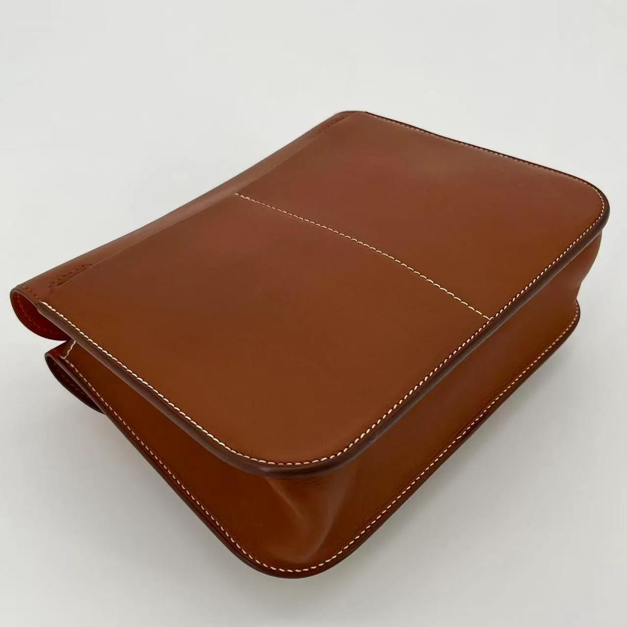 Very Good ( Rank A) HERMÈS Halzan Mini Fauve (34) Barenia Faubourg Palladium hardware A (2017) - 14