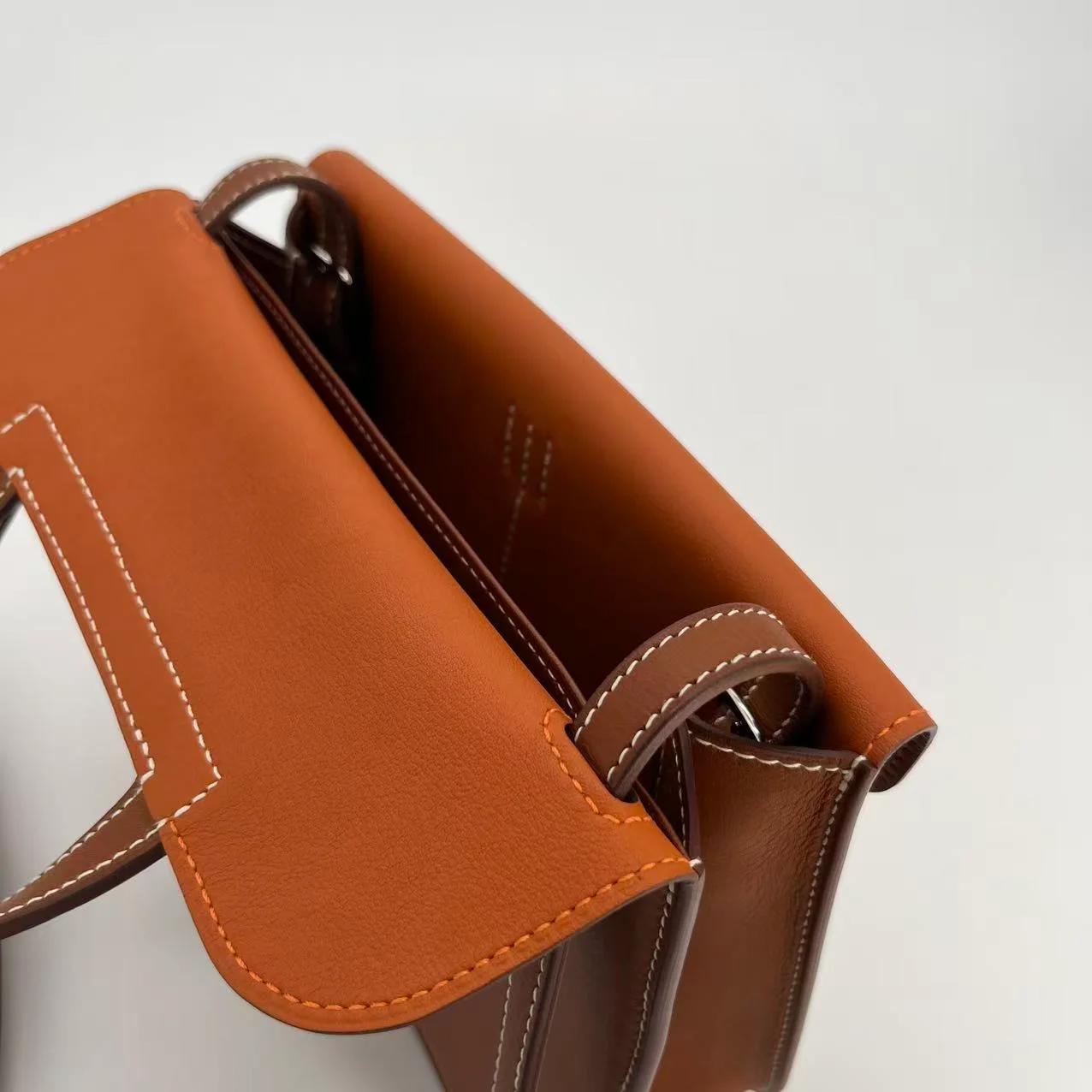 Very Good ( Rank A) HERMÈS Halzan Mini Fauve (34) Barenia Faubourg Palladium hardware A (2017) - 39