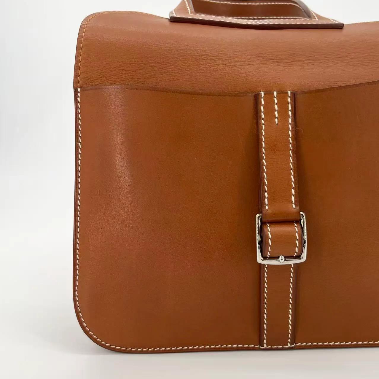 Very Good ( Rank A) HERMÈS Halzan Mini Fauve (34) Barenia Faubourg Palladium hardware A (2017) - 20