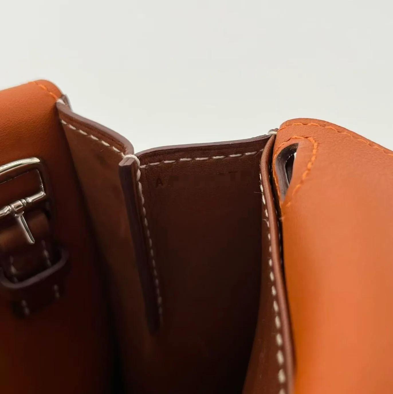 Very Good ( Rank A) HERMÈS Halzan Mini Fauve (34) Barenia Faubourg Palladium hardware A (2017) - 25