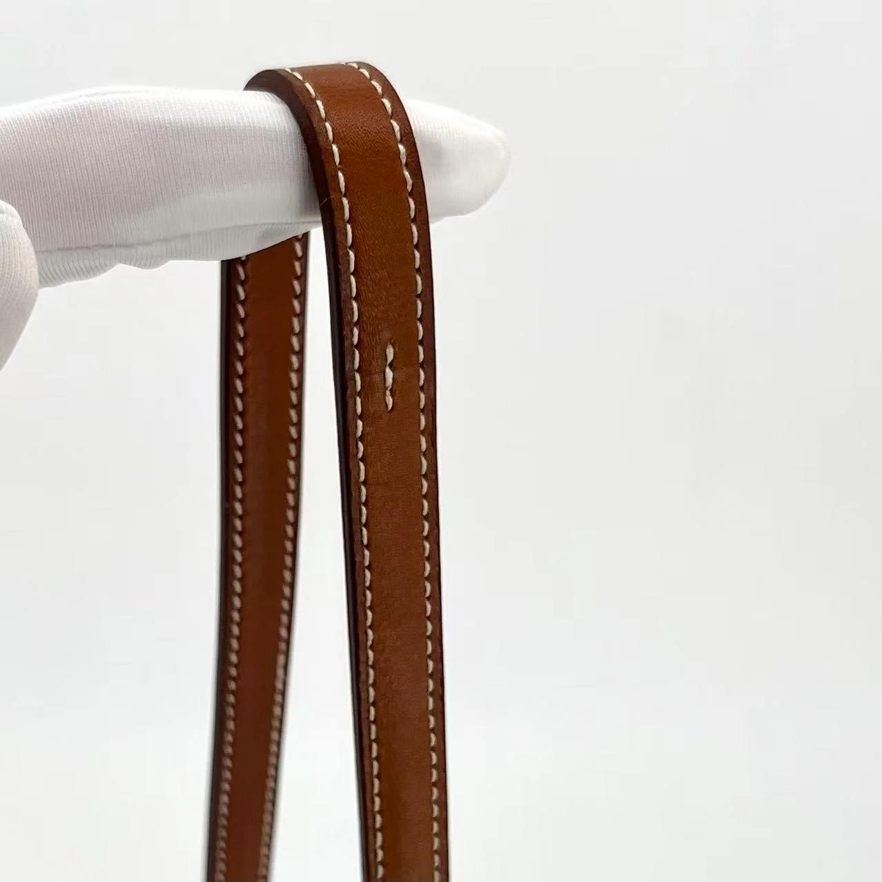 Very Good ( Rank A) HERMÈS Halzan Mini Fauve (34) Barenia Faubourg Palladium hardware A (2017) - 4