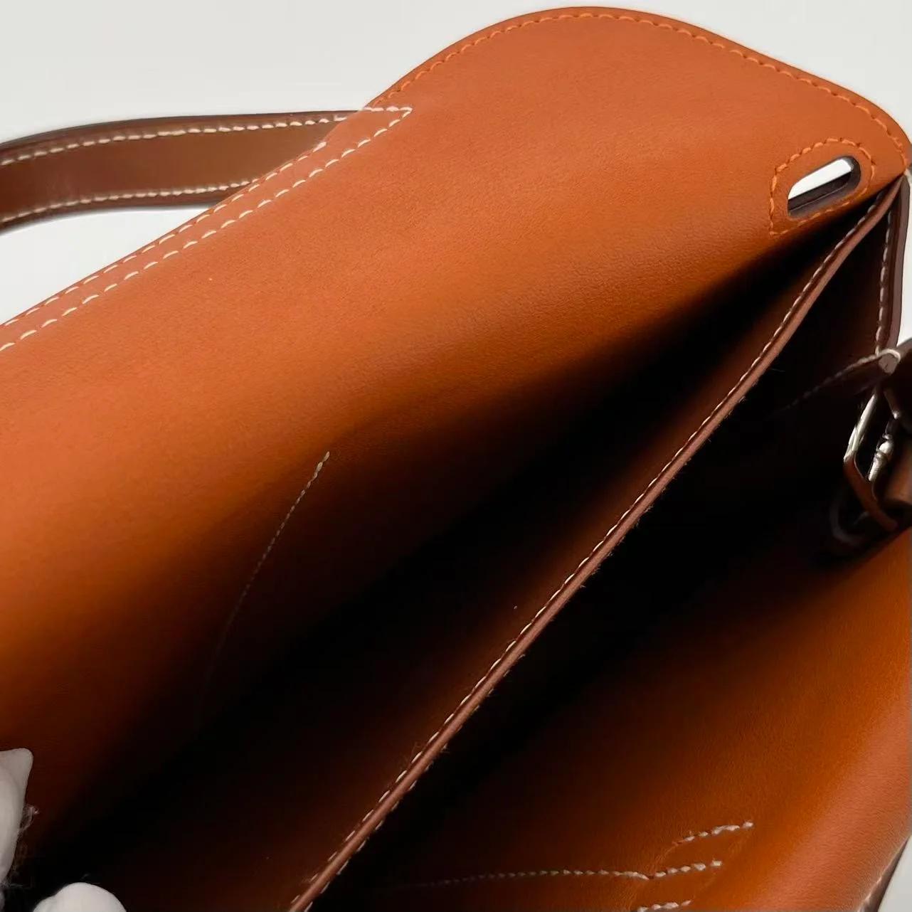 Very Good ( Rank A) HERMÈS Halzan Mini Fauve (34) Barenia Faubourg Palladium hardware A (2017) - 30