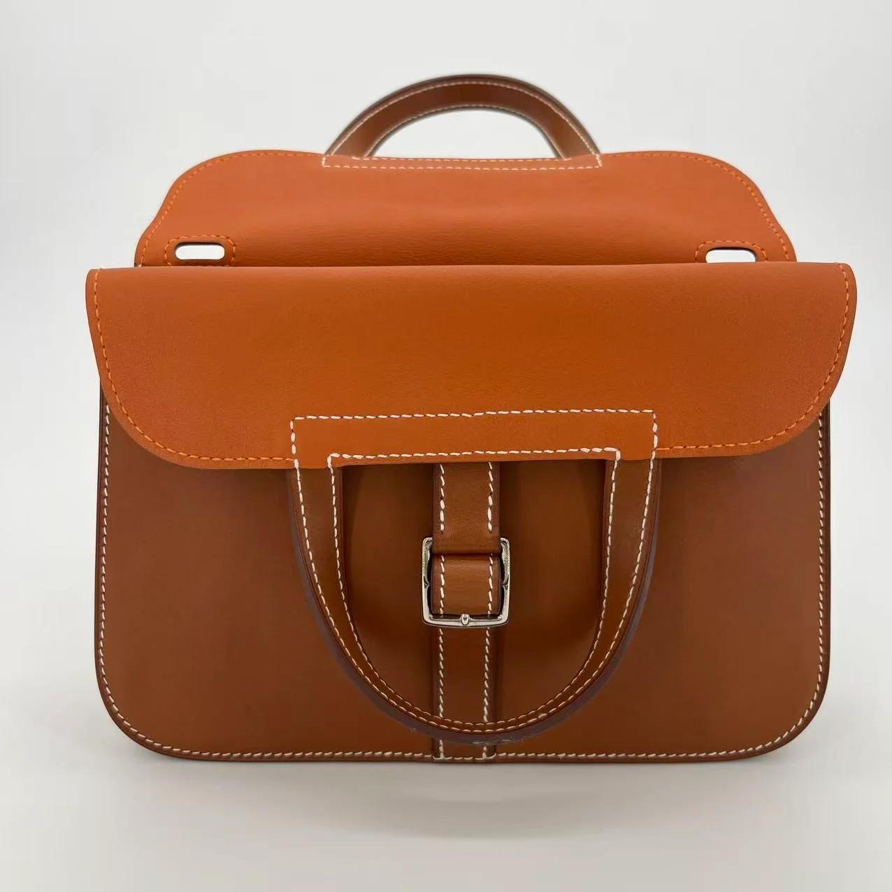 Very Good ( Rank A) HERMÈS Halzan Mini Fauve (34) Barenia Faubourg Palladium hardware A (2017) - 19