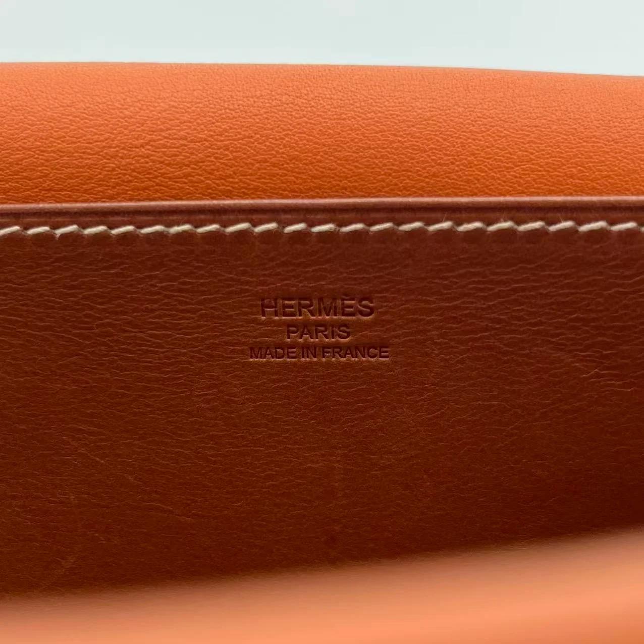 Very Good ( Rank A) HERMÈS Halzan Mini Fauve (34) Barenia Faubourg Palladium hardware A (2017) - 24