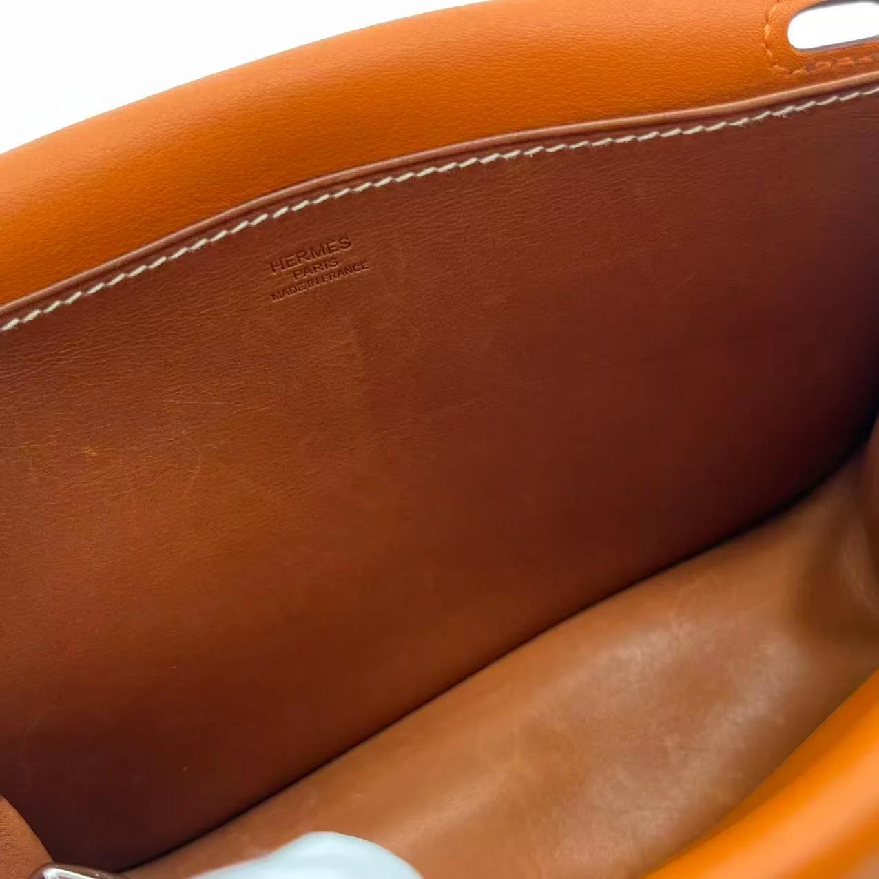 Very Good ( Rank A) HERMÈS Halzan Mini Fauve (34) Barenia Faubourg Palladium hardware A (2017) - 32