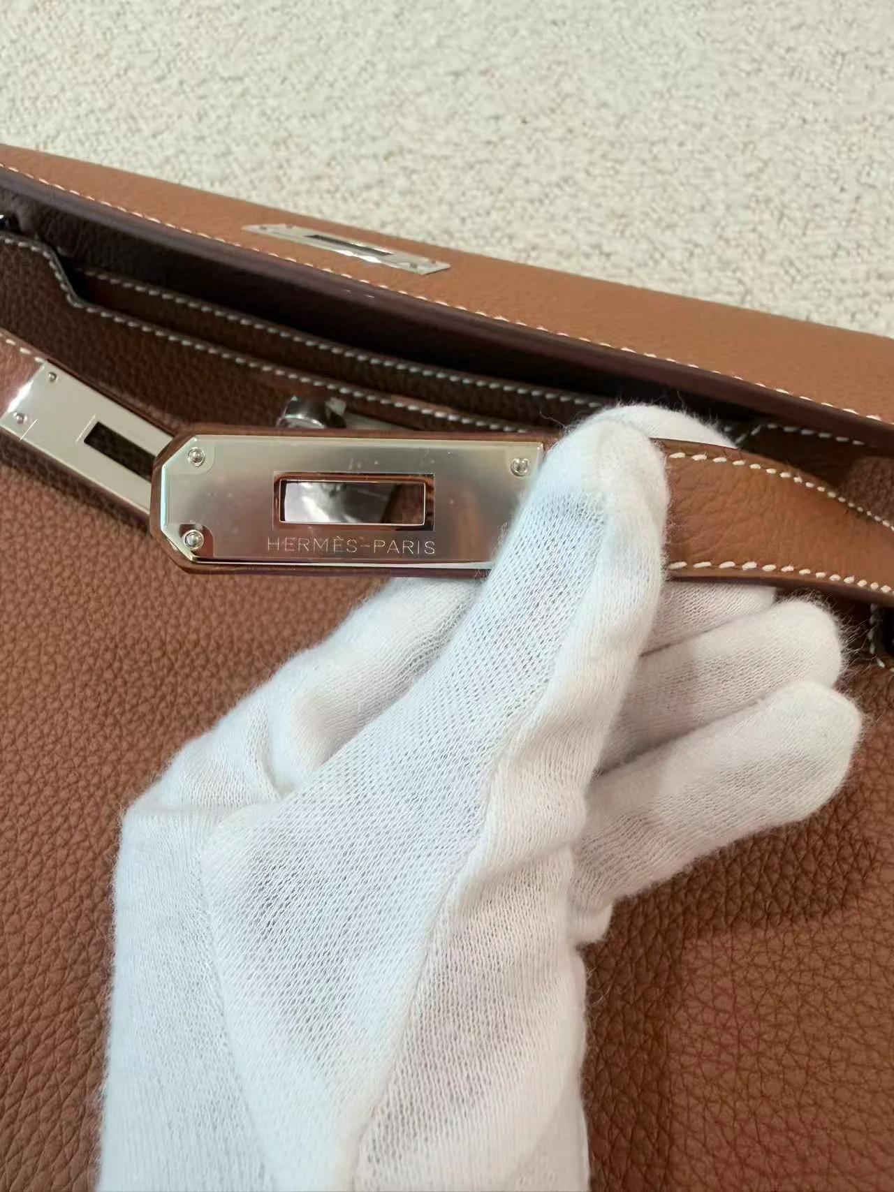Brand New ( Rank N ) HERMÈS Kelly depeches 25 Gold (37) Togo Palladium hardware K (2025) - 18