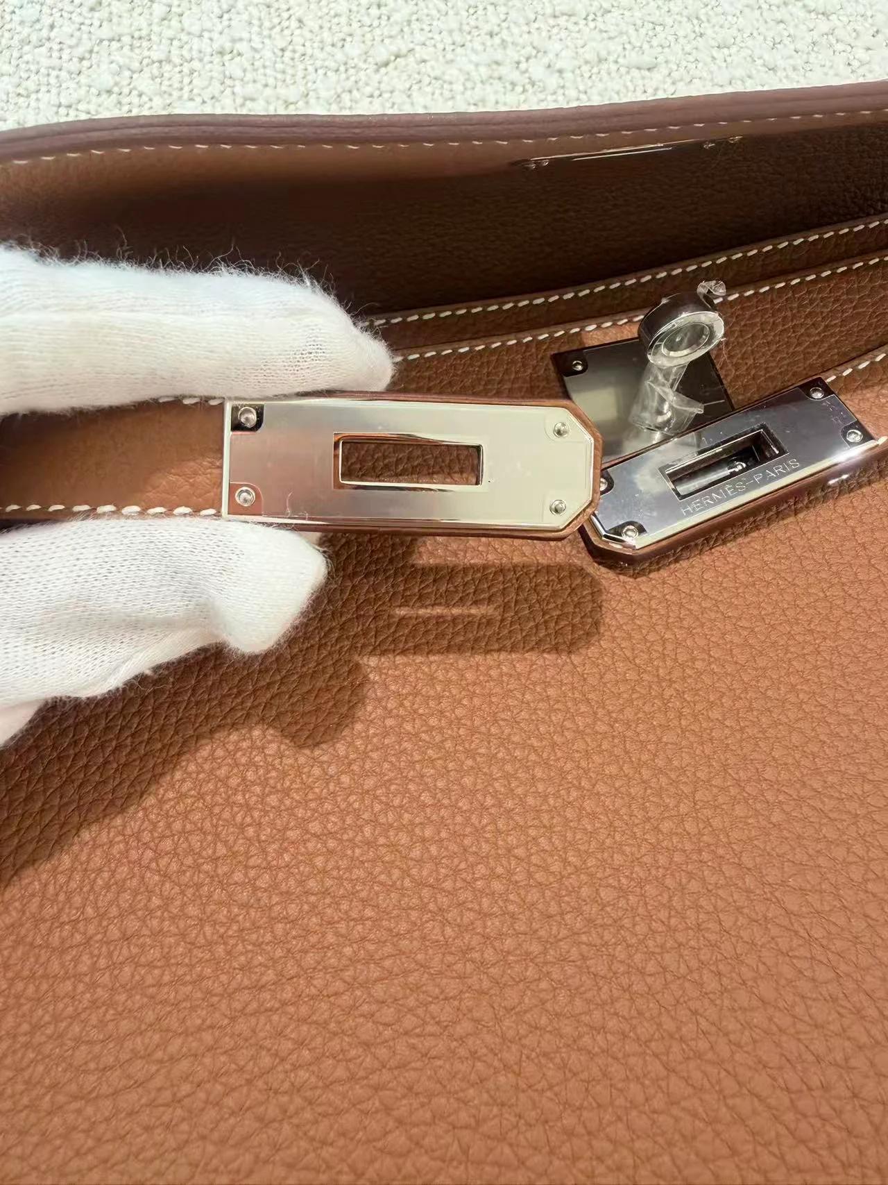 Brand New ( Rank N ) HERMÈS Kelly depeches 25 Gold (37) Togo Palladium hardware K (2025) - 17