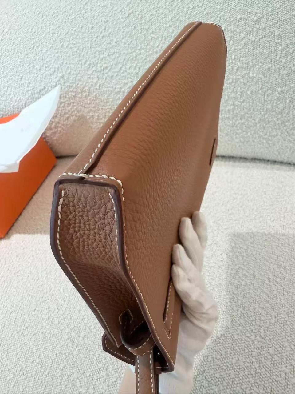 Brand New ( Rank N ) HERMÈS Kelly depeches 25 Gold (37) Togo Palladium hardware K (2025) - 14