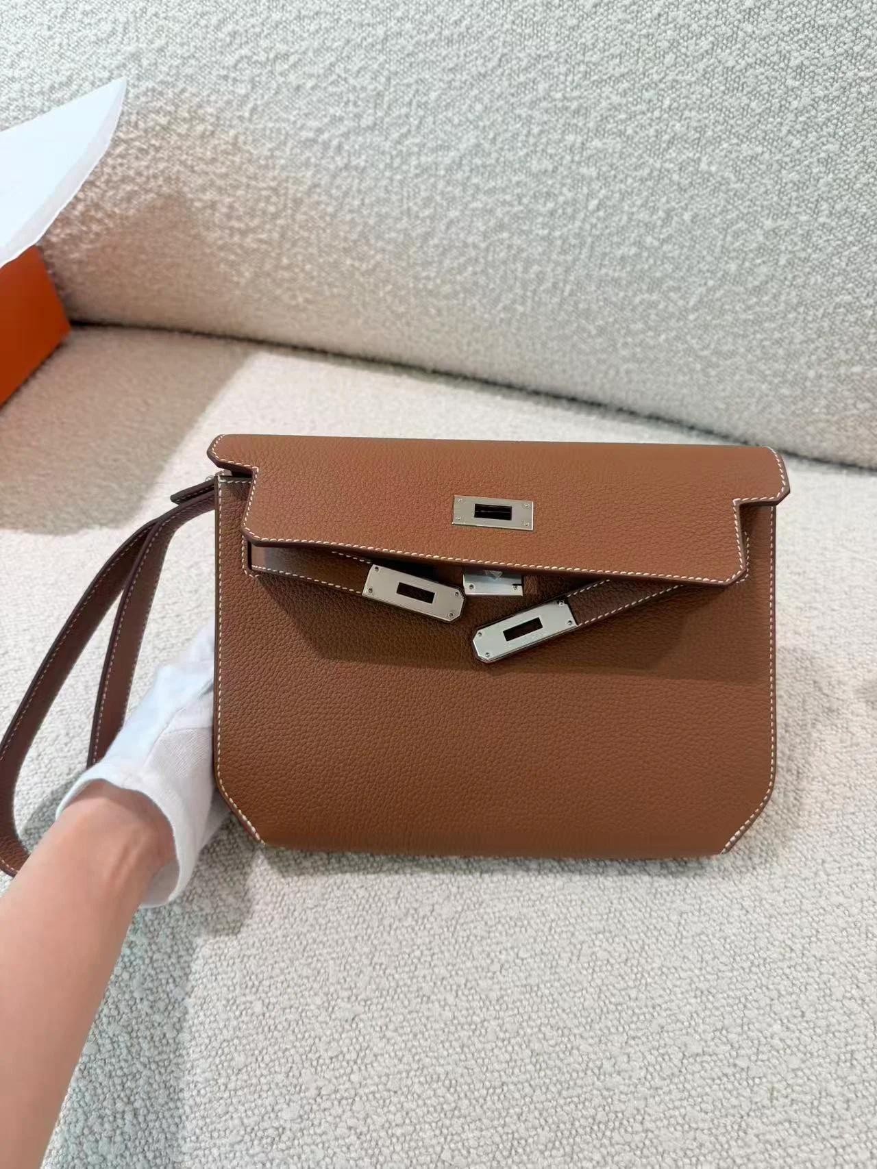 Brand New ( Rank N ) HERMÈS Kelly depeches 25 Gold (37) Togo Palladium hardware K (2025) - 6
