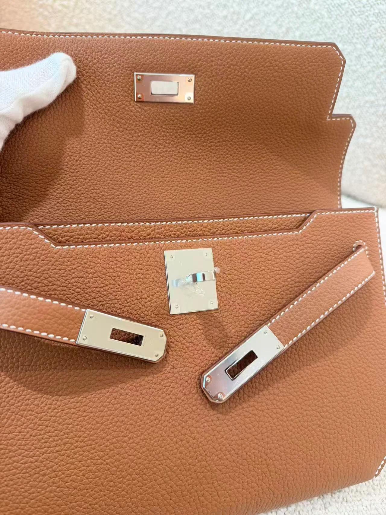 Brand New ( Rank N ) HERMÈS Kelly depeches 25 Gold (37) Togo Palladium hardware K (2025) - 21