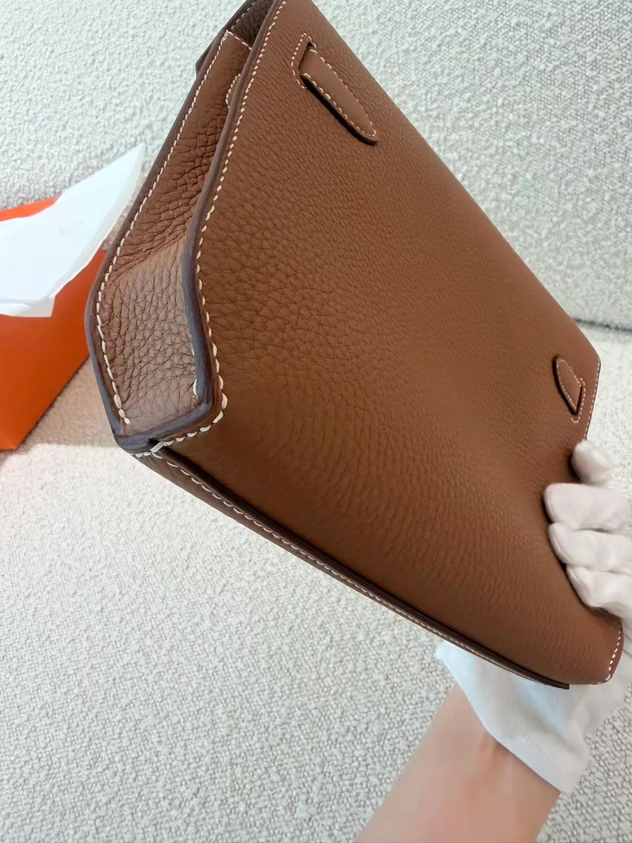 Brand New ( Rank N ) HERMÈS Kelly depeches 25 Gold (37) Togo Palladium hardware K (2025) - 16