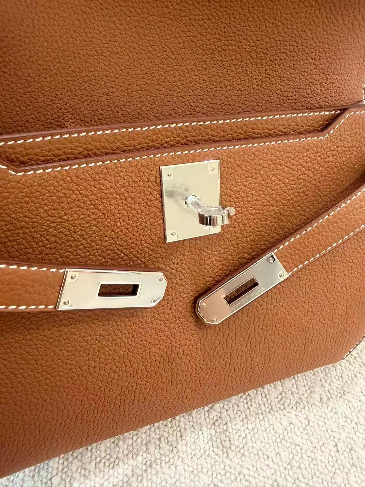Brand New ( Rank N ) HERMÈS Kelly depeches 25 Gold (37) Togo Palladium hardware K (2025) - 19