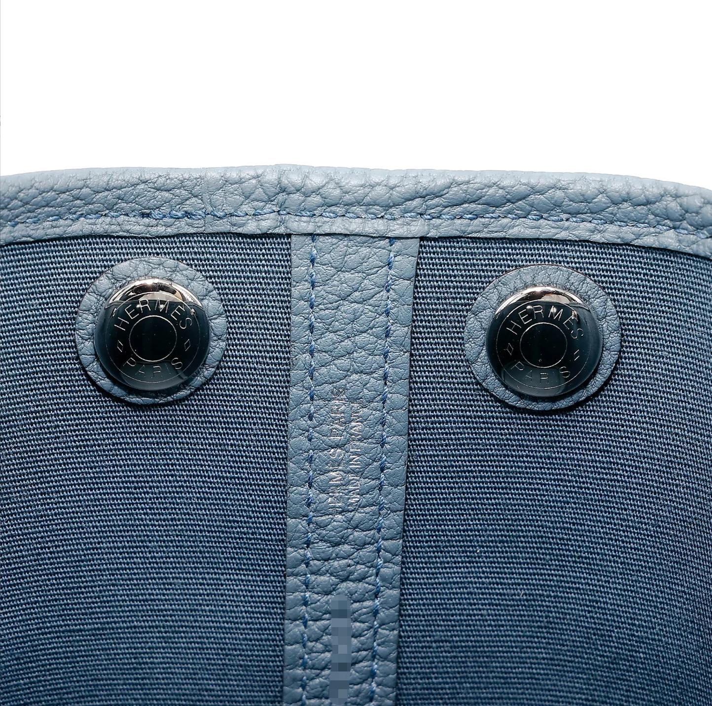 Brand New ( Rank N ) HERMÈS Neo Garden Party 23 Bleu Tempete (N7) Toile Officier canvas Negonda Palladium hardware G (2026) - 10