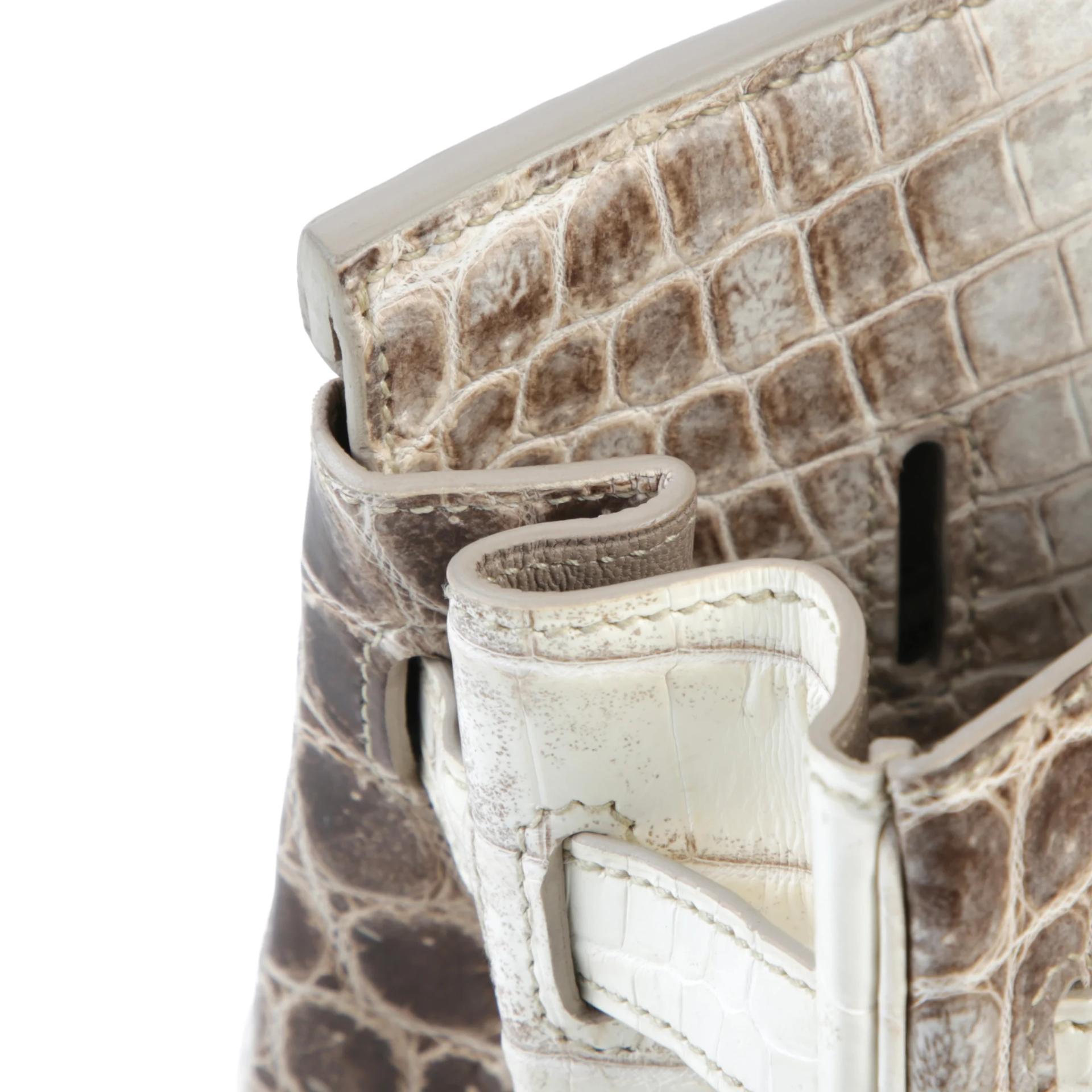 Excellent ( Rank SA ) HERMÈS Limited Edition Birkin 30 Himalaya Matte Niloticus Crocodile Palladium hardware T (2015) - 12