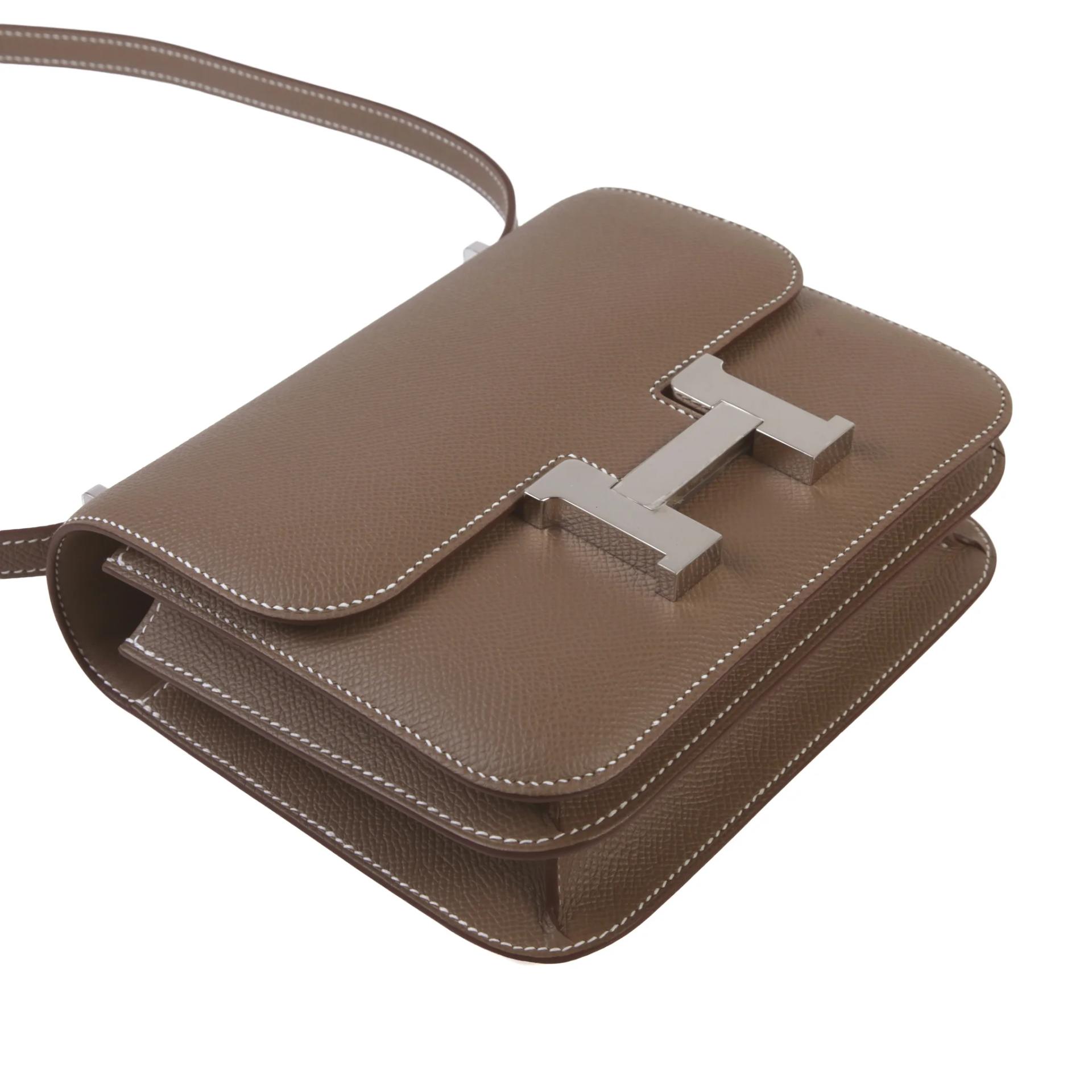 Brand New ( Rank N ) HERMÈS Constance Mini 19 Mirror Etoupe (18) Epsom Palladium hardware G (2026) - 4