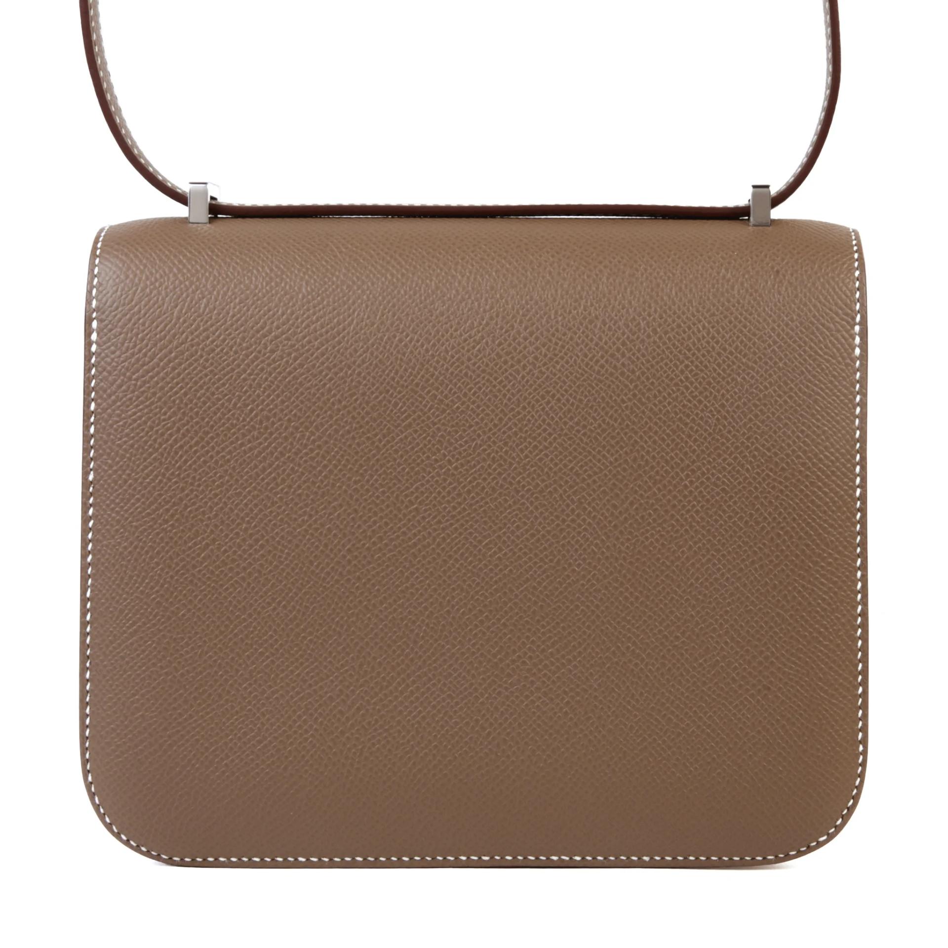 Brand New ( Rank N ) HERMÈS Constance Mini 19 Mirror Etoupe (18) Epsom Palladium hardware G (2026) - 2