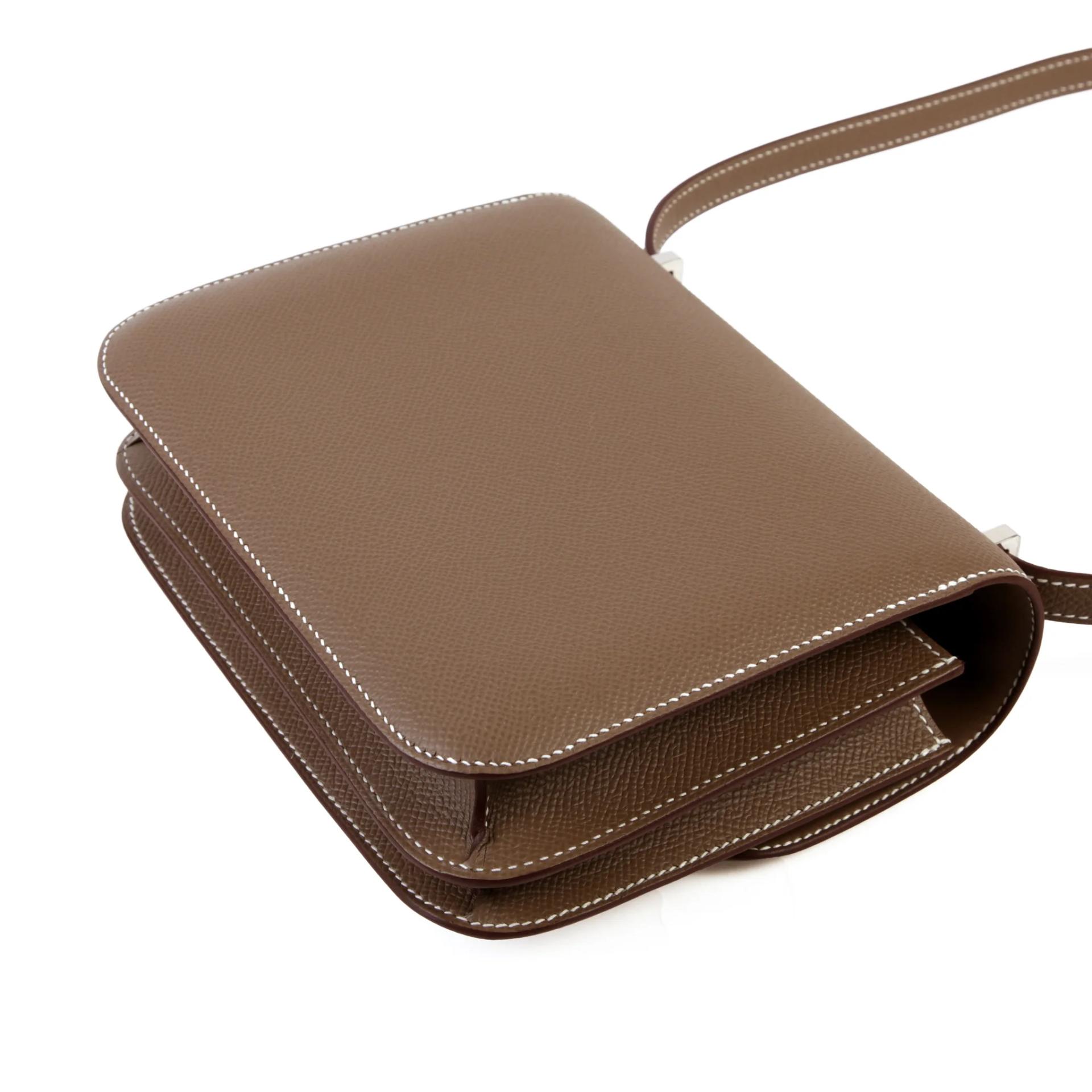 Brand New ( Rank N ) HERMÈS Constance Mini 19 Mirror Etoupe (18) Epsom Palladium hardware G (2026) - 7