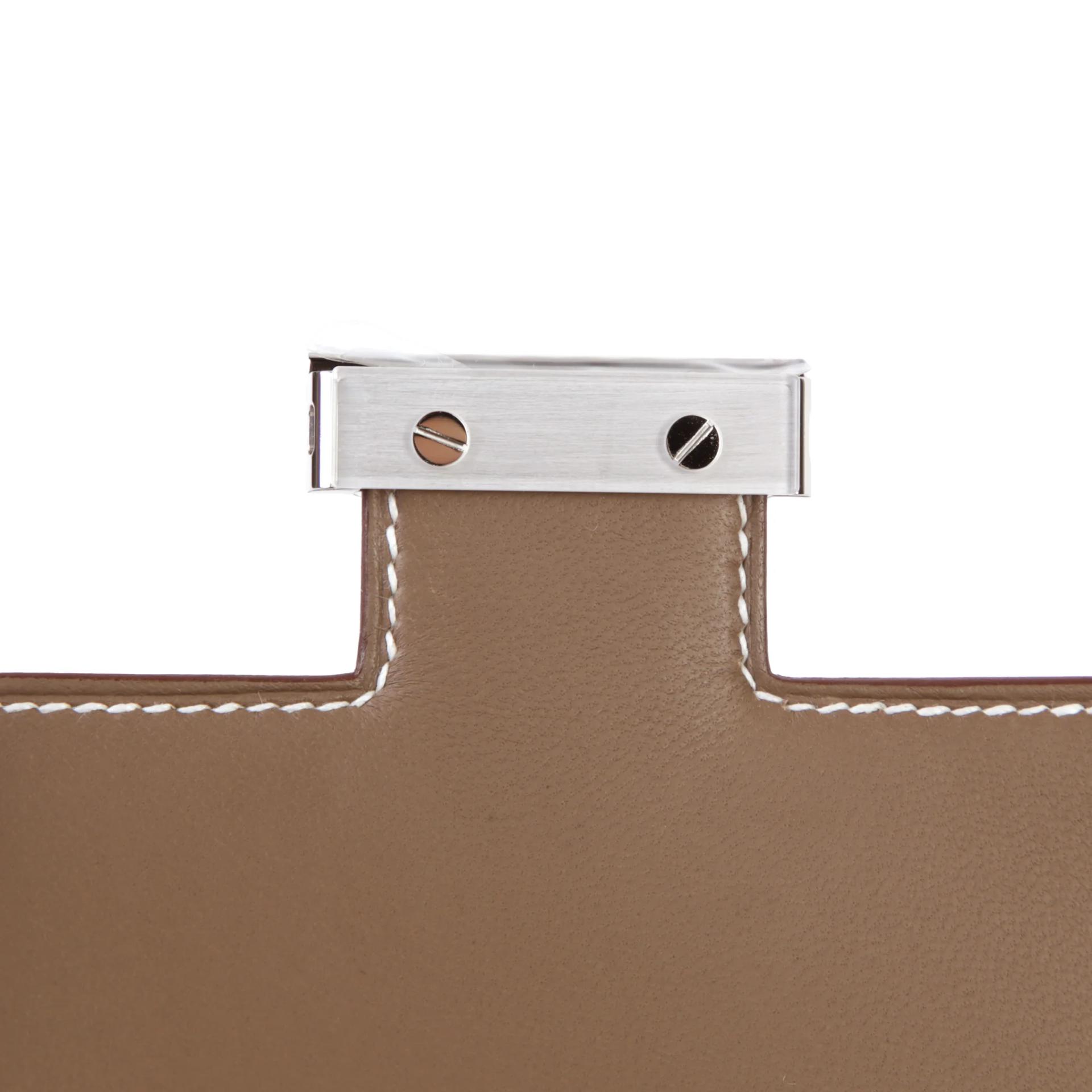 Brand New ( Rank N ) HERMÈS Constance Mini 19 Mirror Etoupe (18) Epsom Palladium hardware G (2026) - 9