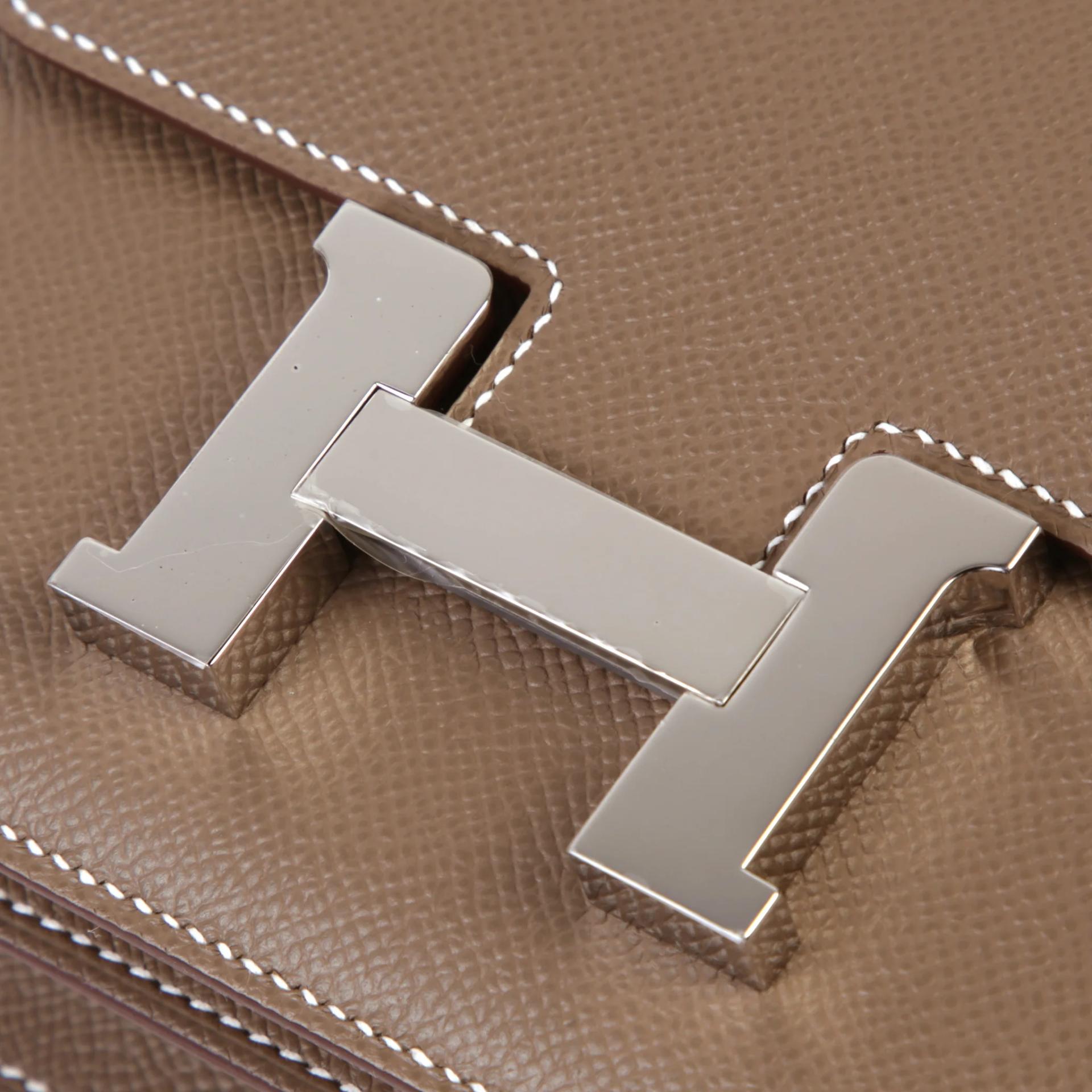 Brand New ( Rank N ) HERMÈS Constance Mini 19 Mirror Etoupe (18) Epsom Palladium hardware G (2026) - 8