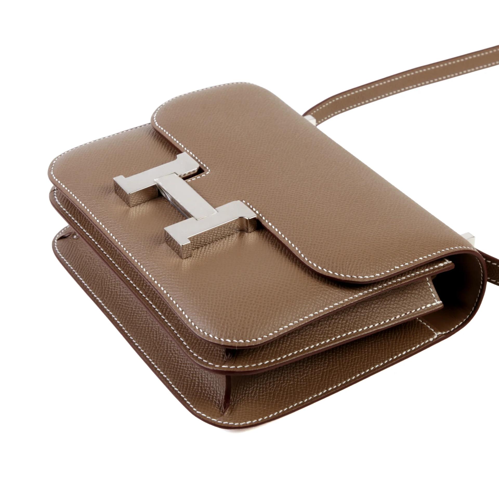 Brand New ( Rank N ) HERMÈS Constance Mini 19 Mirror Etoupe (18) Epsom Palladium hardware G (2026) - 5