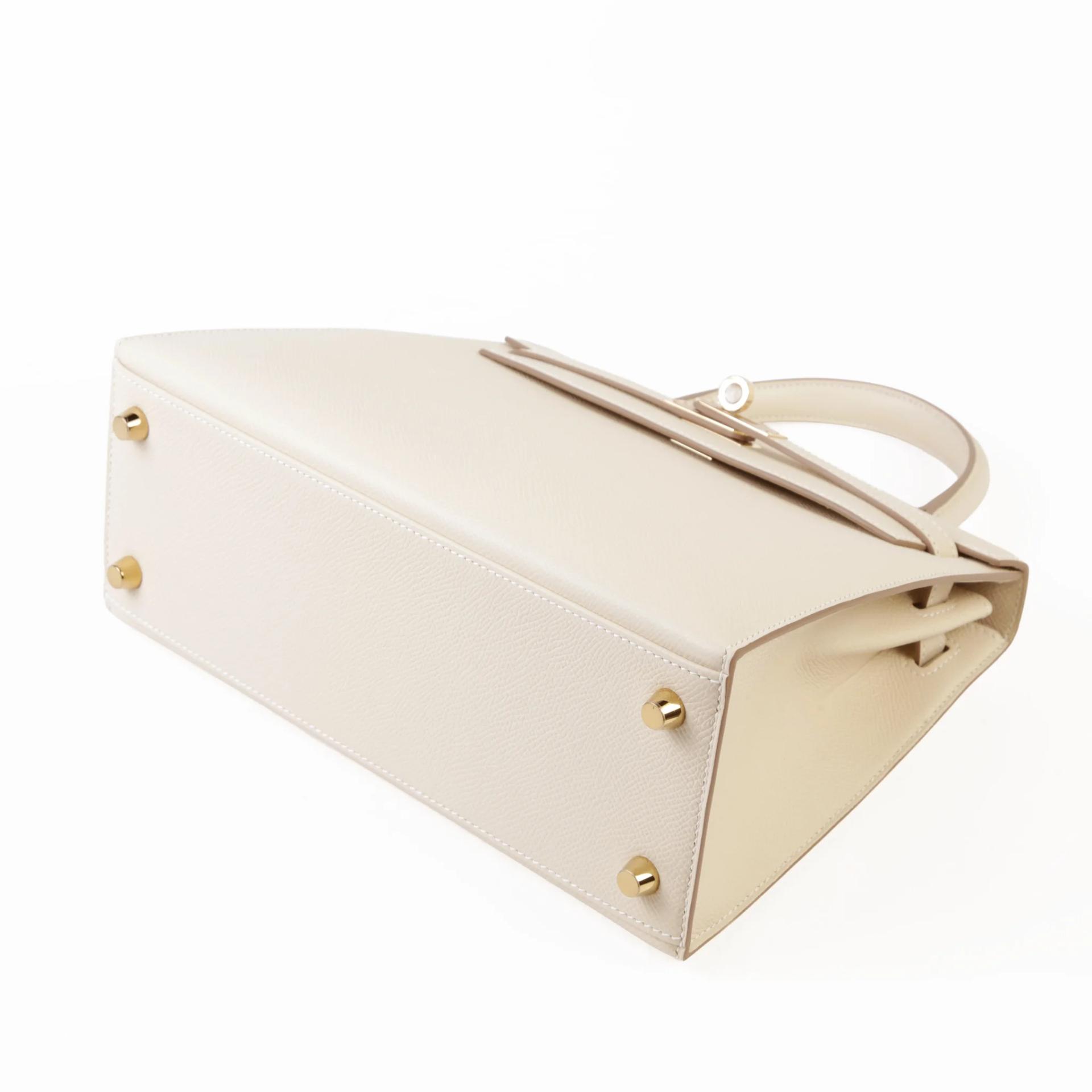 Brand New ( Rank N ) HERMÈS Kelly 25 Sellier Craie (10) Epsom Permabrass hardware G (2026) - 5