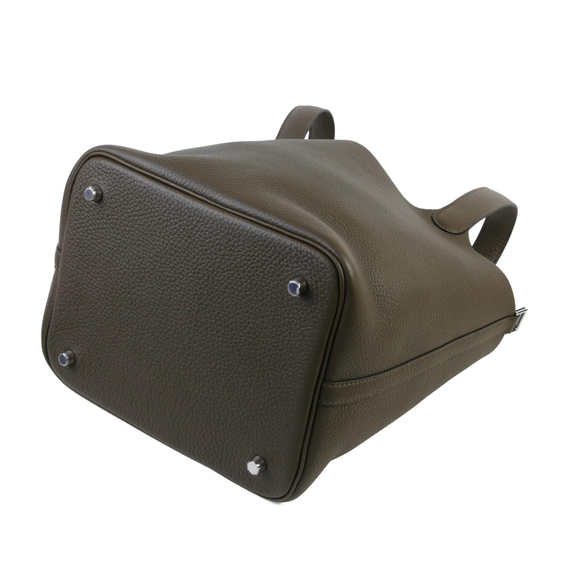 Brand New ( Rank N ) HERMÈS Picotin Lock MM Vert Loden (V8) Clemence Palladium hardware G (2026) - 9