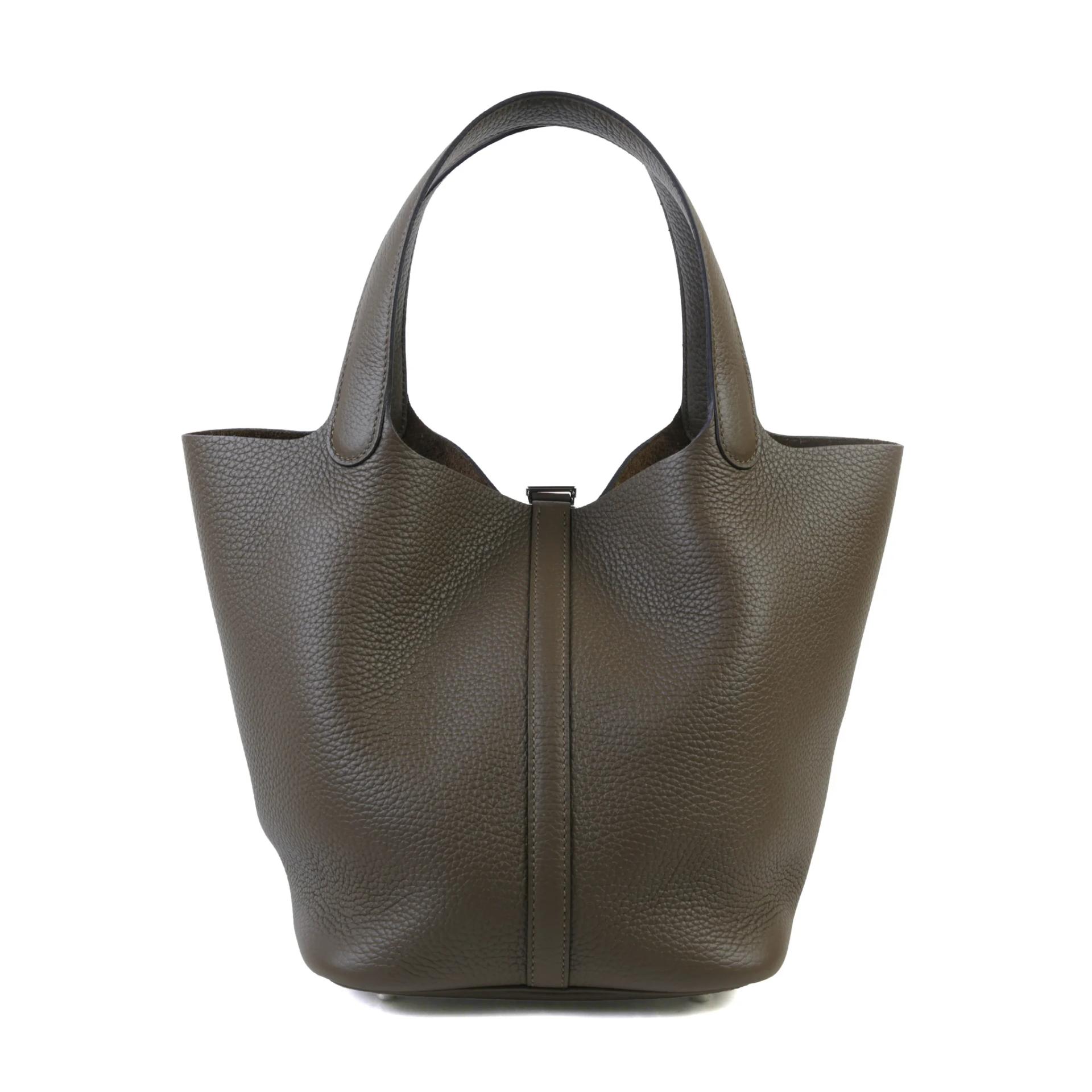 Brand New ( Rank N ) HERMÈS Picotin Lock MM Vert Loden (V8) Clemence Palladium hardware G (2026) - 2