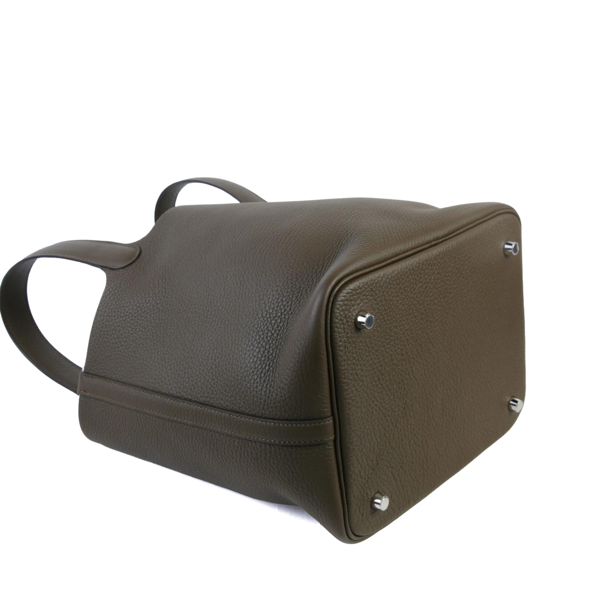 Brand New ( Rank N ) HERMÈS Picotin Lock MM Vert Loden (V8) Clemence Palladium hardware G (2026) - 8